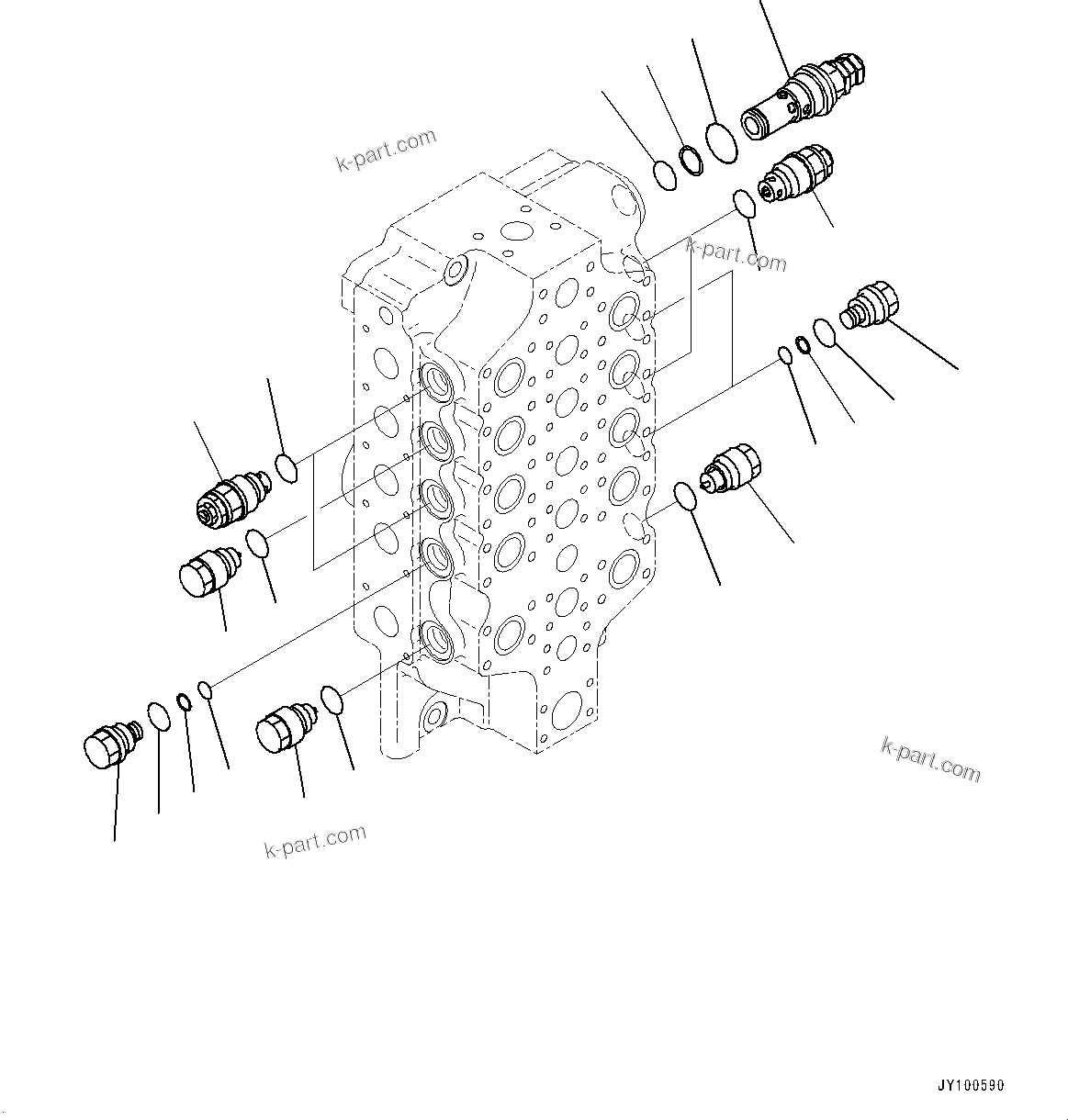 Komatsu parts book diagram for PC2000-11E0 S/N 31001-UP: CONTROL VALVE, 10-SPOOL (7/18) (L.H.)(#30001-)
