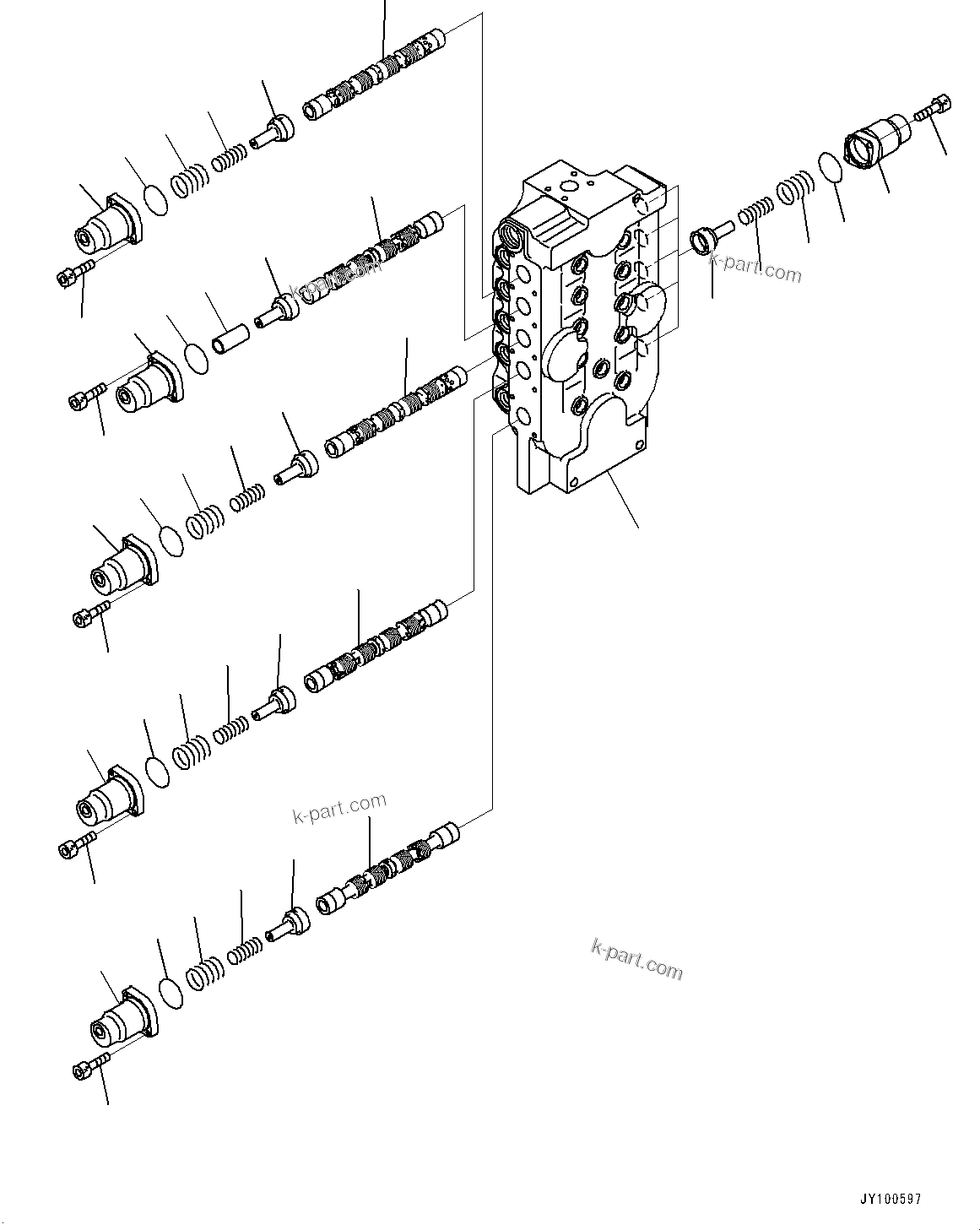 Komatsu parts book diagram for PC2000-11E0 S/N 31001-UP: CONTROL VALVE, 10-SPOOL (10/18) (R.H.)(#30001-)