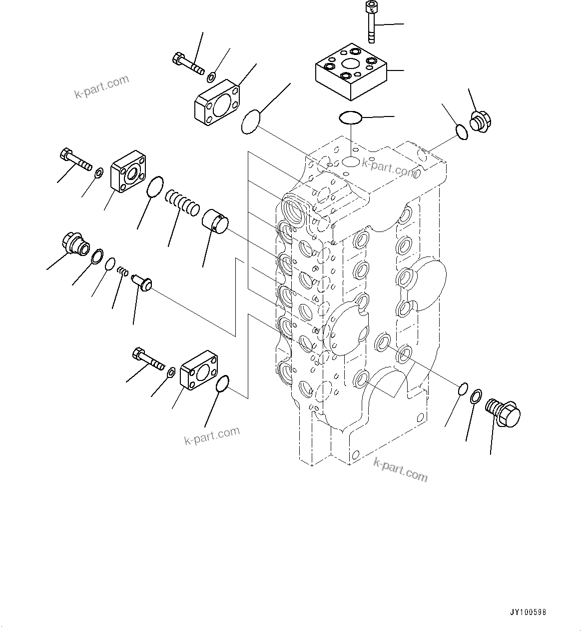 Komatsu parts book diagram for PC2000-11E0 S/N 31001-UP: CONTROL VALVE, 10-SPOOL (11/18) (R.H.)(#30001-)