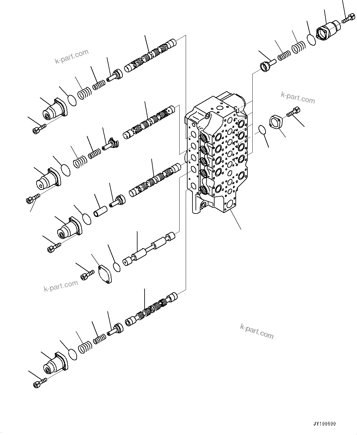 Komatsu parts book diagram for PC2000-11E0 S/N 31001-UP: CONTROL VALVE, 10-SPOOL (14/18) (R.H.)(#30001-)