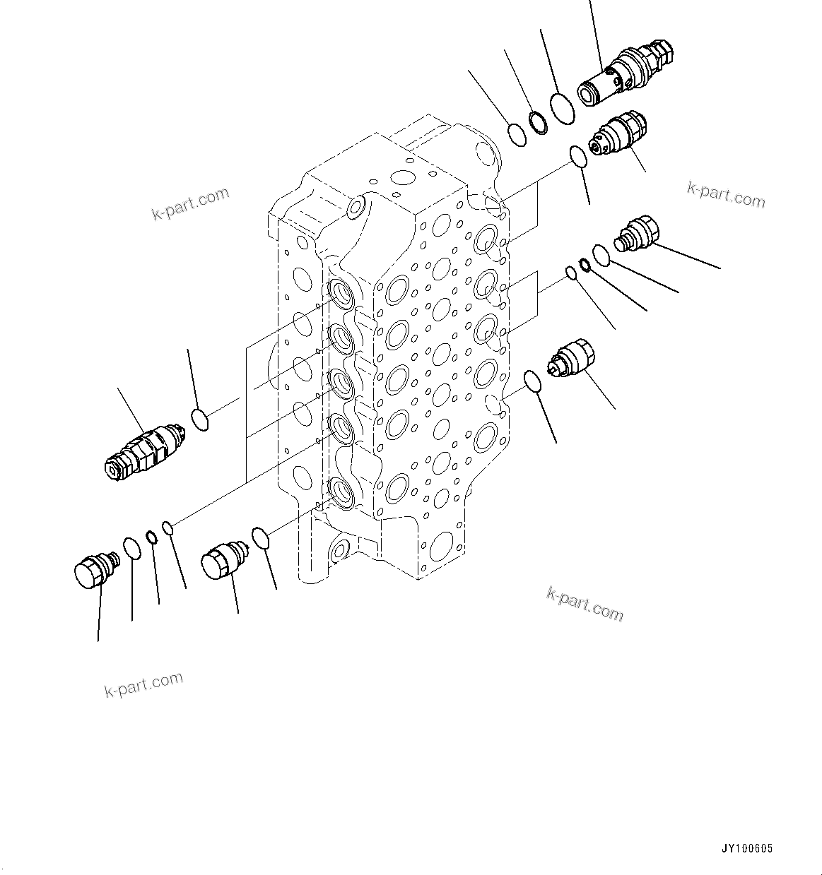 Komatsu parts book diagram for PC2000-11E0 S/N 31001-UP: CONTROL VALVE, 10-SPOOL (16/18) (R.H.)(#30001-)