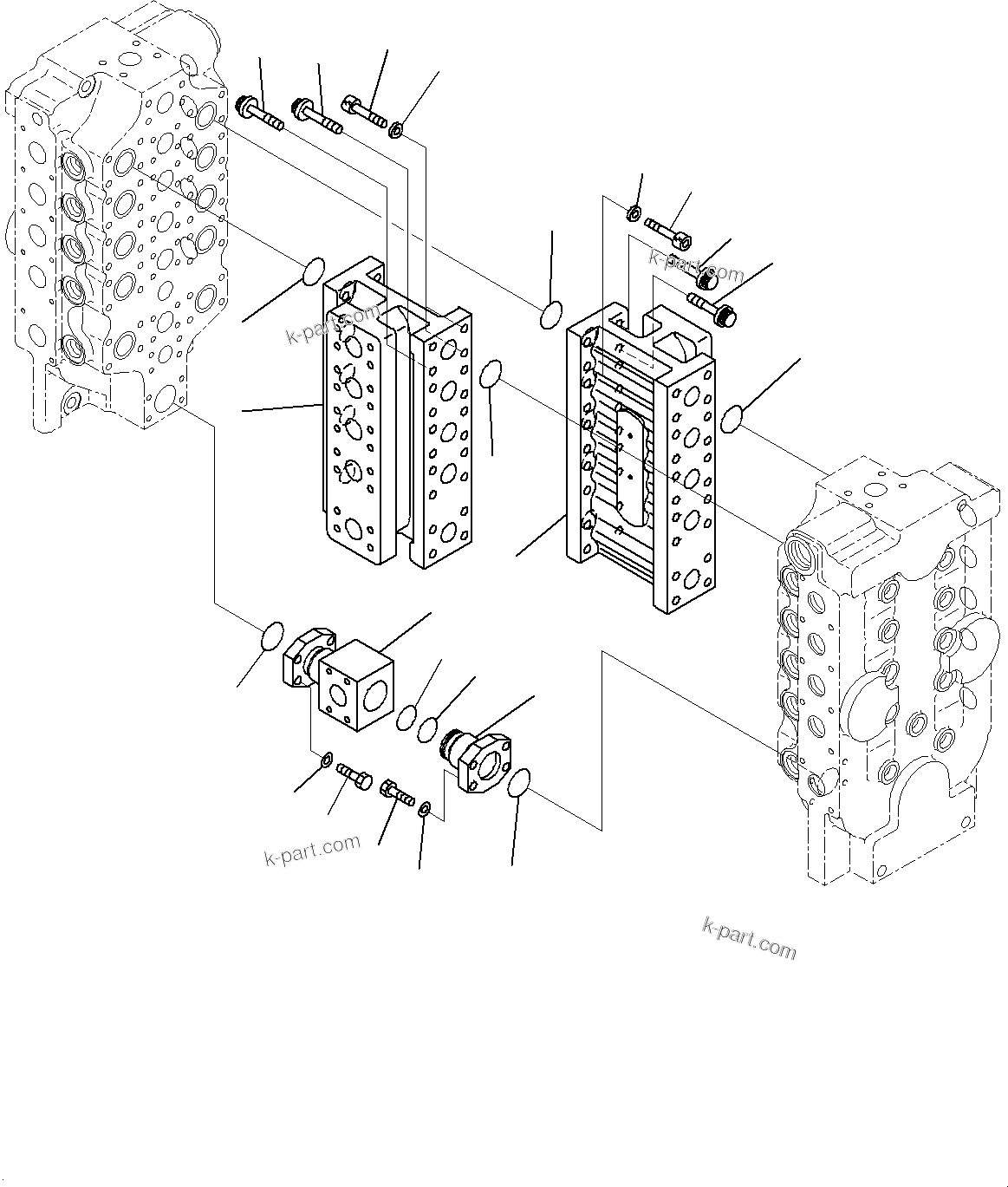 Komatsu parts book diagram for PC2000-11E0 S/N 31001-UP: CONTROL VALVE, 10-SPOOL (18/18) (R.H.)(#30001-)