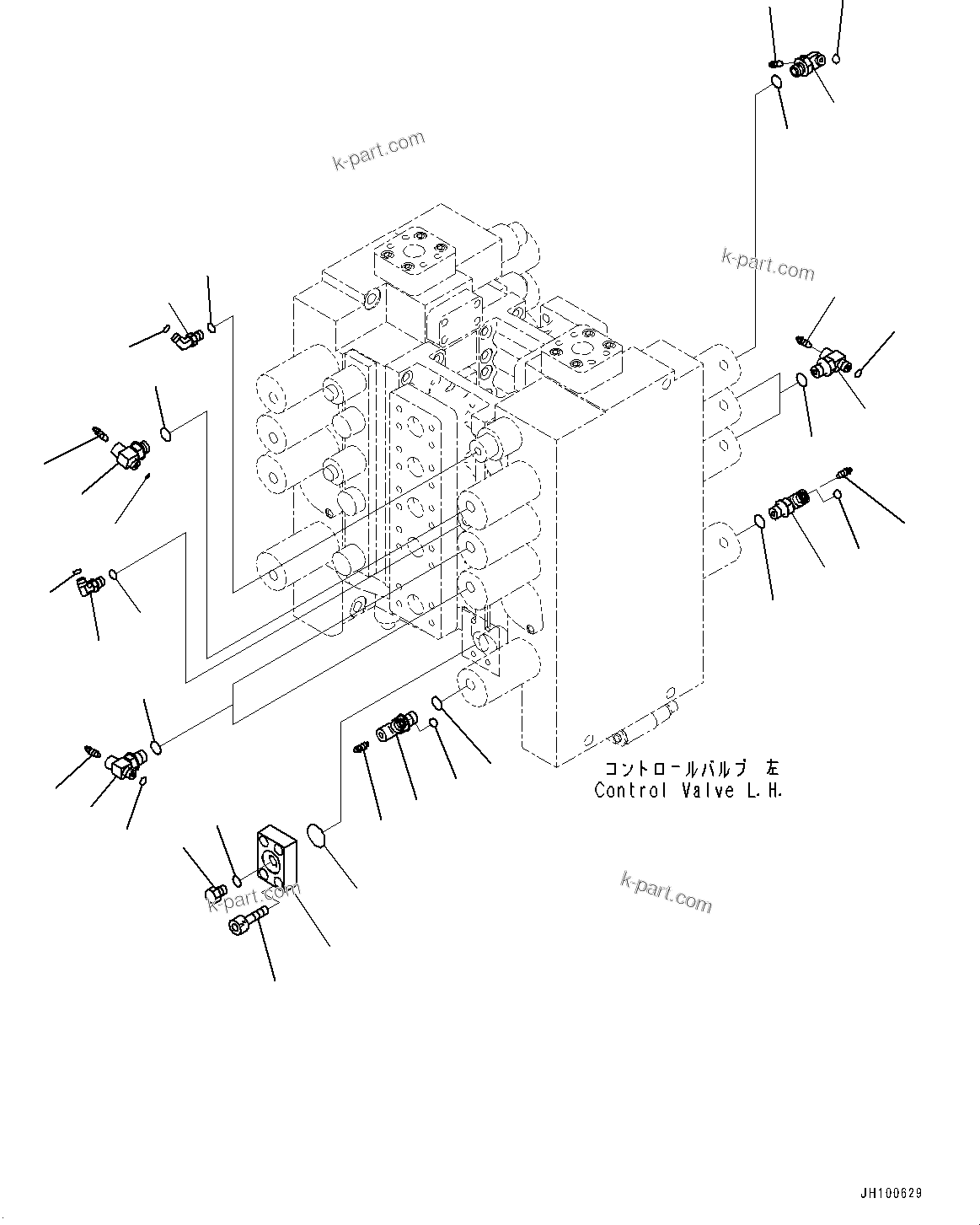 Komatsu parts book diagram for PC2000-11E0 S/N 31001-UP: CONTROL VALVE, JOINT PARTS, L.H. (1/2)(#30001-)