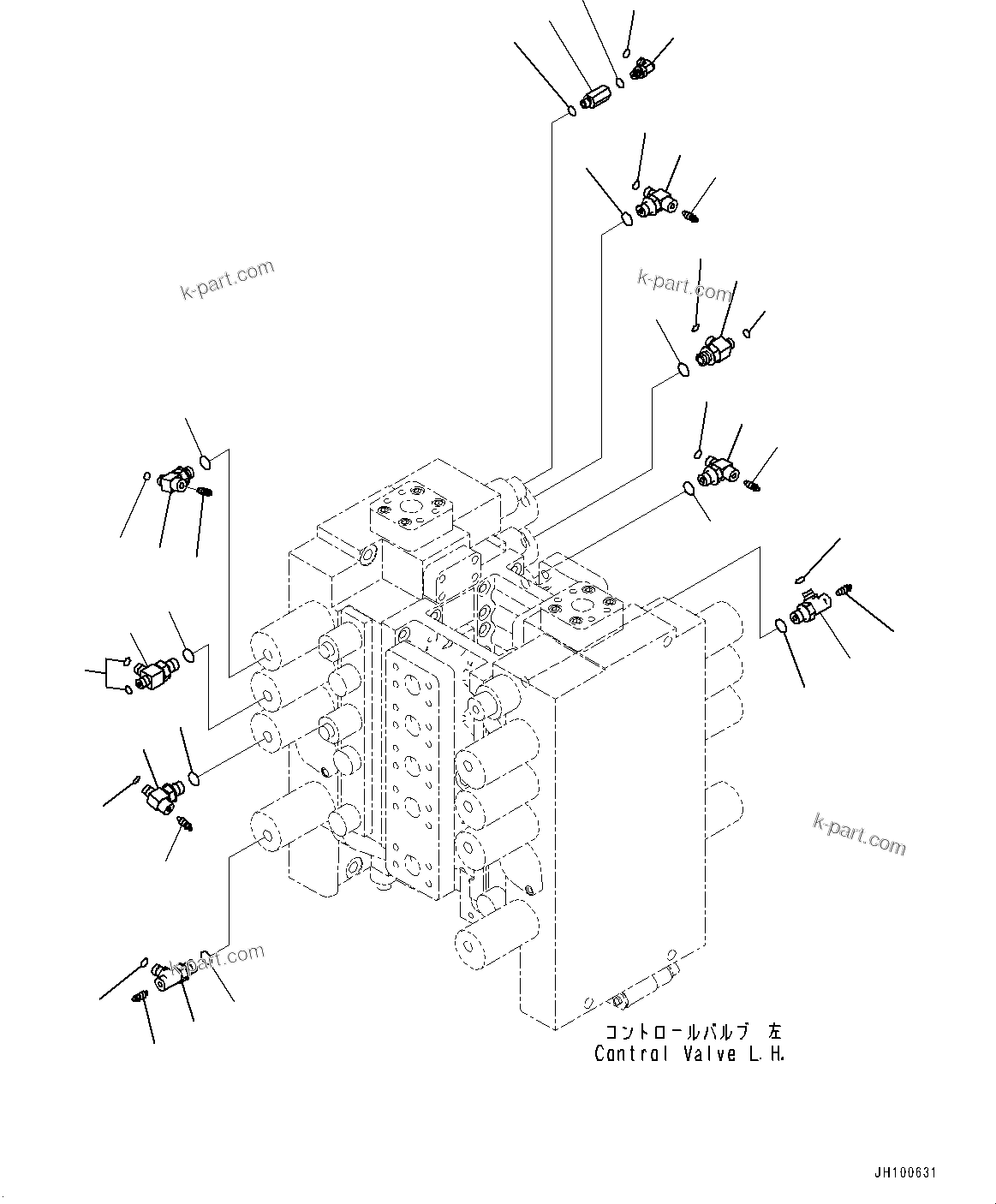 Komatsu parts book diagram for PC2000-11E0 S/N 31001-UP: CONTROL VALVE, JOINT PARTS, L.H. (2/2)(#30001-)