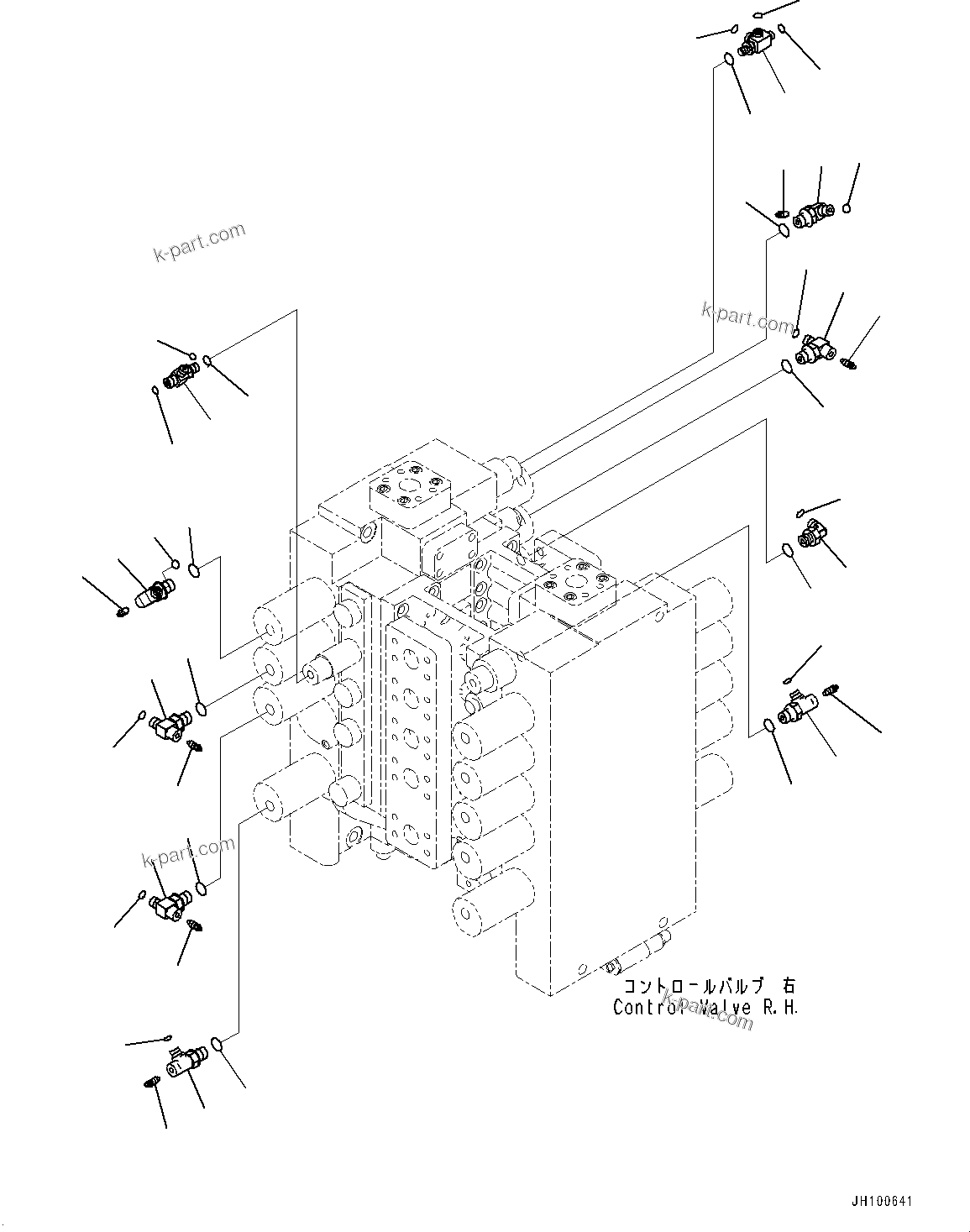 Komatsu parts book diagram for PC2000-11E0 S/N 31001-UP: CONTROL VALVE, JOINT PARTS, R.H. (2/2)(#30001-)
