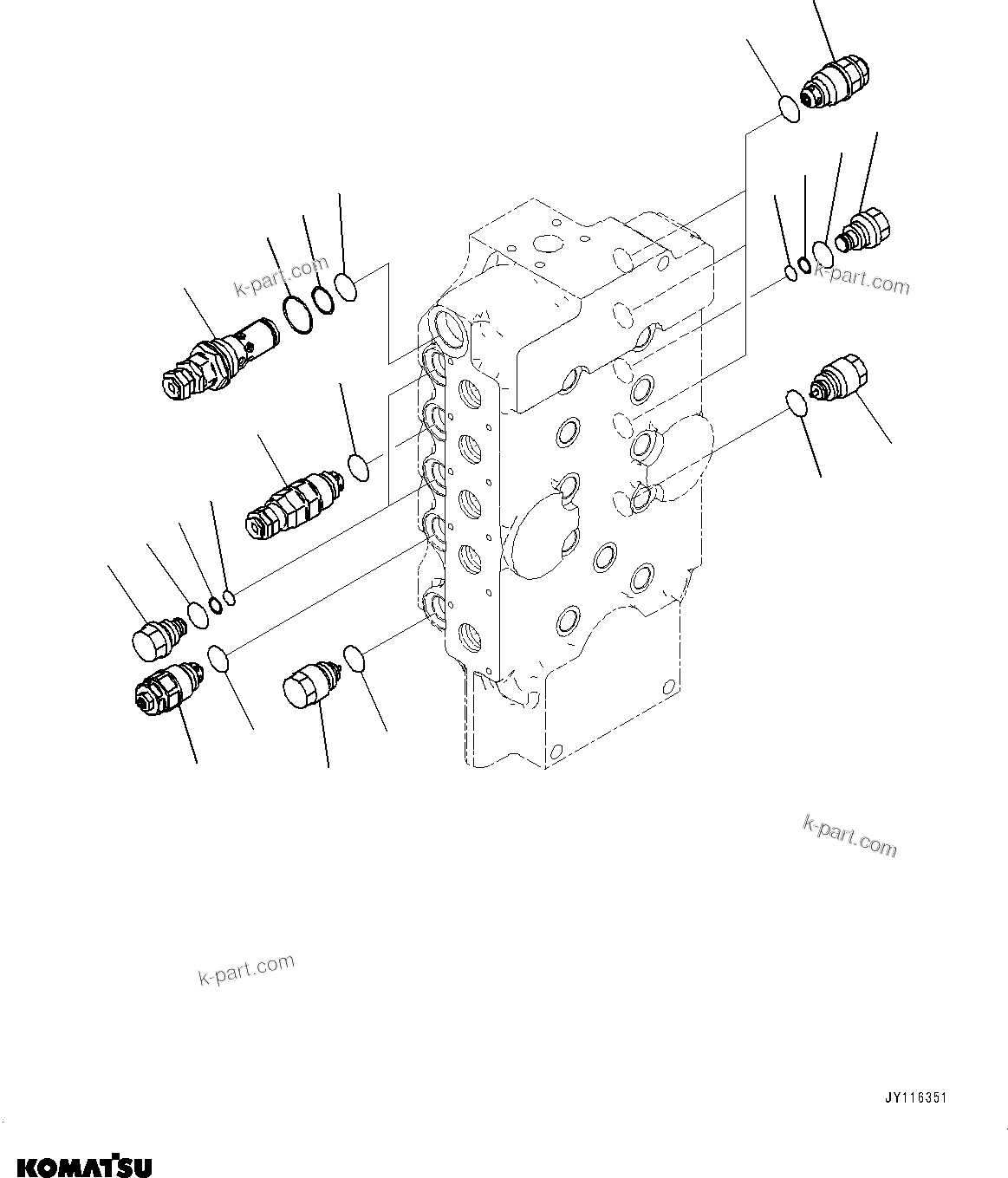 Komatsu parts book diagram for PC2000-11E0 S/N 31001-UP: CONTROL VALVE, 10-SPOOL (3/18) (LOADING SHOVEL, BOTTOM DUMP TYPE) (L.H.)(#30001-)