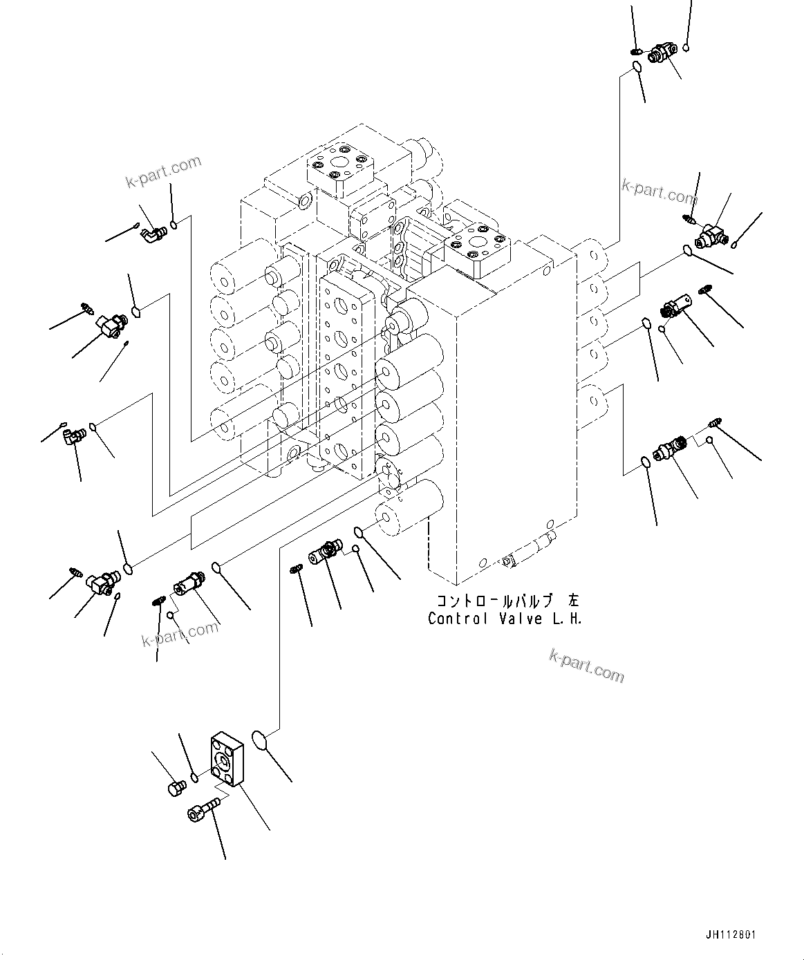 Komatsu parts book diagram for PC2000-11E0 S/N 31001-UP: CONTROL VALVE, JOINT PARTS, L.H. (1/2) (LOADING SHOVEL, BOTTOM DUMP TYPE)(#30001-)