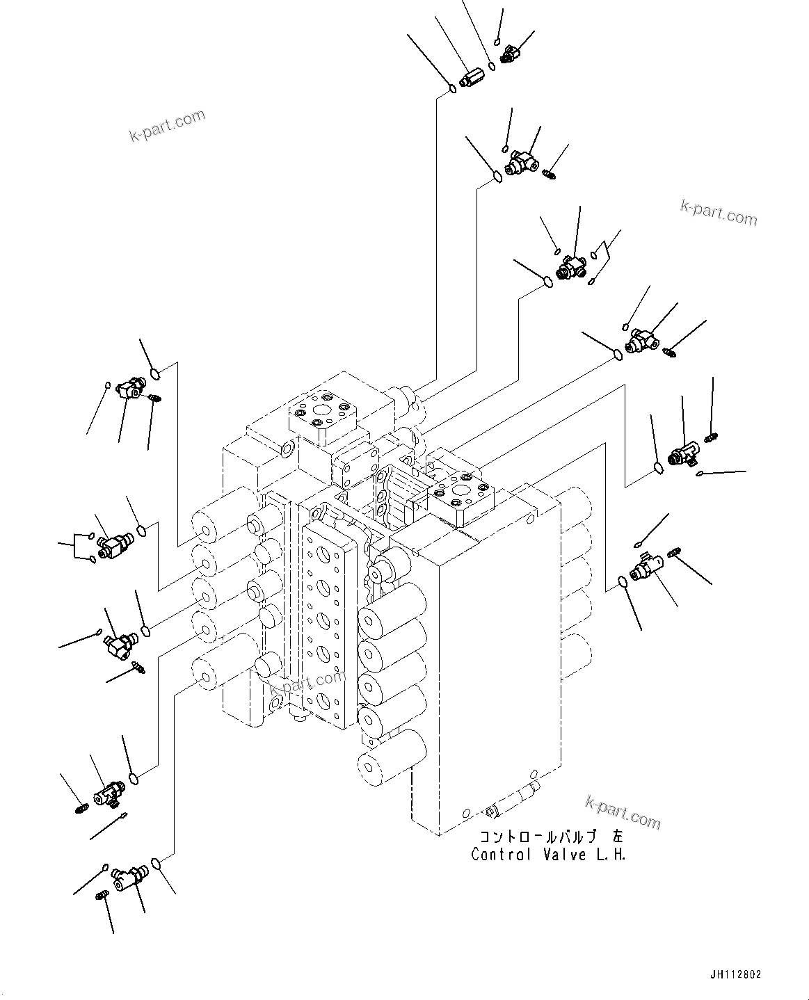 Komatsu parts book diagram for PC2000-11E0 S/N 31001-UP: CONTROL VALVE, JOINT PARTS, L.H. (2/2) (LOADING SHOVEL, BOTTOM DUMP TYPE)(#30001-)