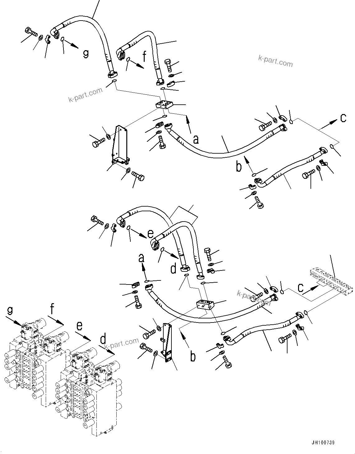 Komatsu parts book diagram for PC2000-11E0 S/N 31001-UP: DELIVERY PIPING, BLOCK TO CONTROL VALVE(#30001-)