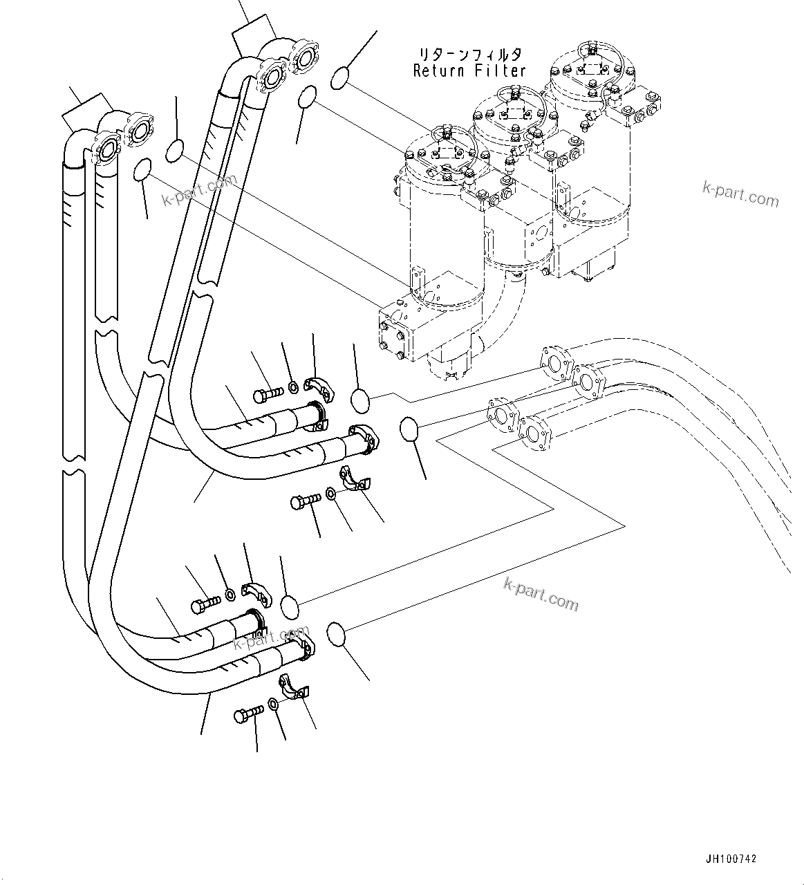 Komatsu parts book diagram for PC2000-11E0 S/N 31001-UP: OIL COOLER PIPING, HOSE(#30001-)