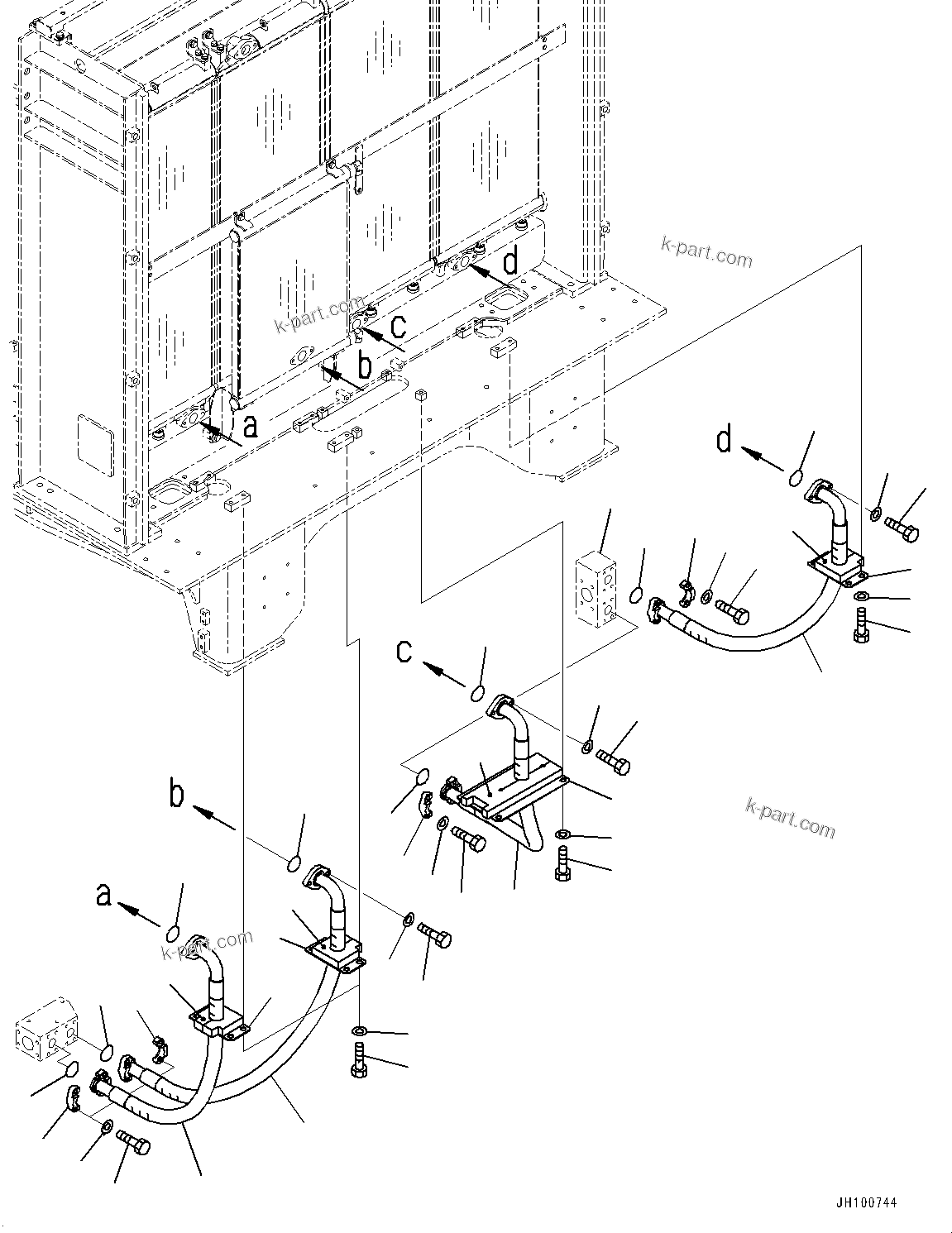 Komatsu parts book diagram for PC2000-11E0 S/N 31001-UP: OIL COOLER PIPING, COOLING SIDE (2/2)(#30001-)