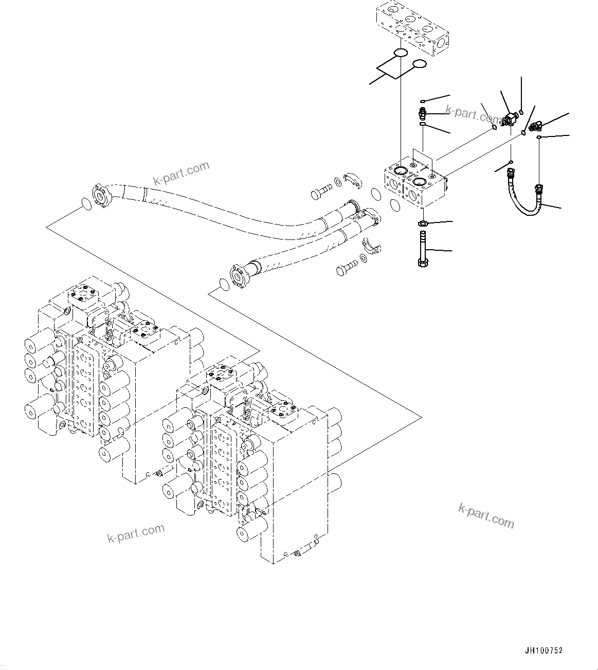 Komatsu parts book diagram for PC2000-11E0 S/N 31001-UP: RETURN PIPING, PPC VALVE MOUNTING(#30001-)