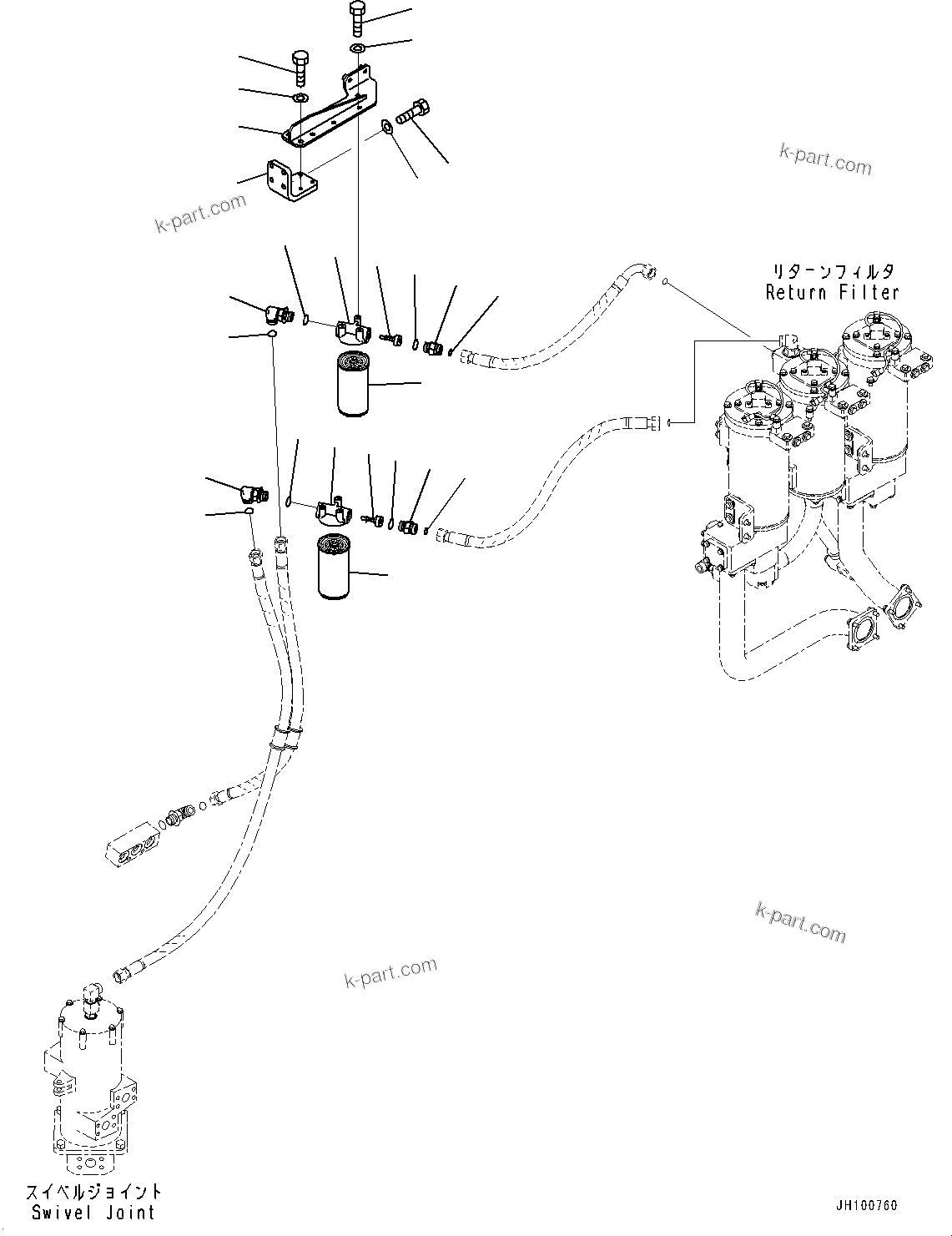 Komatsu parts book diagram for PC2000-11E0 S/N 31001-UP: DRAIN PIPING, FILTER BRACKET(#30001-)