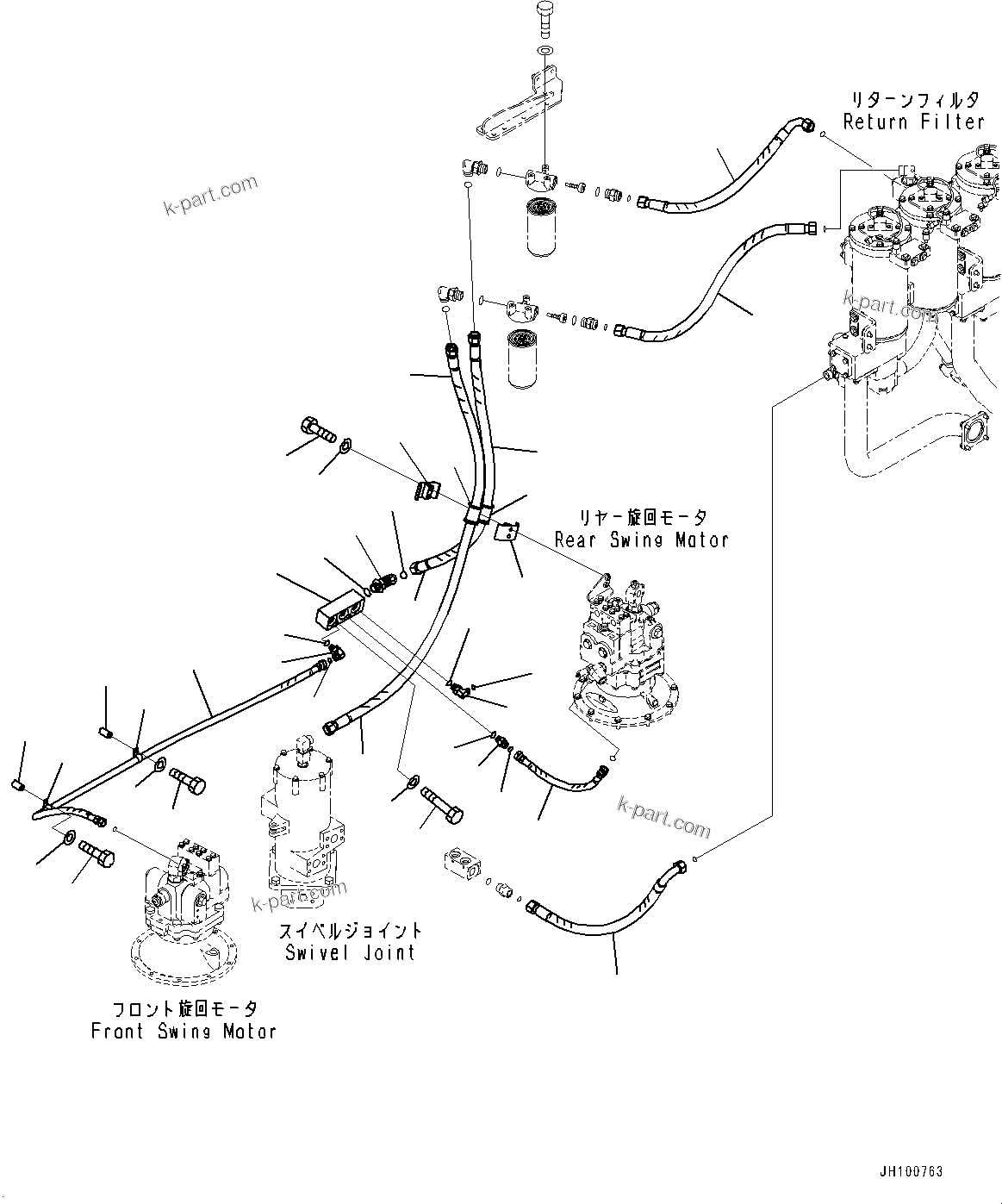 Komatsu parts book diagram for PC2000-11E0 S/N 31001-UP: DRAIN PIPING, MOTOR PIPING(#30001-)