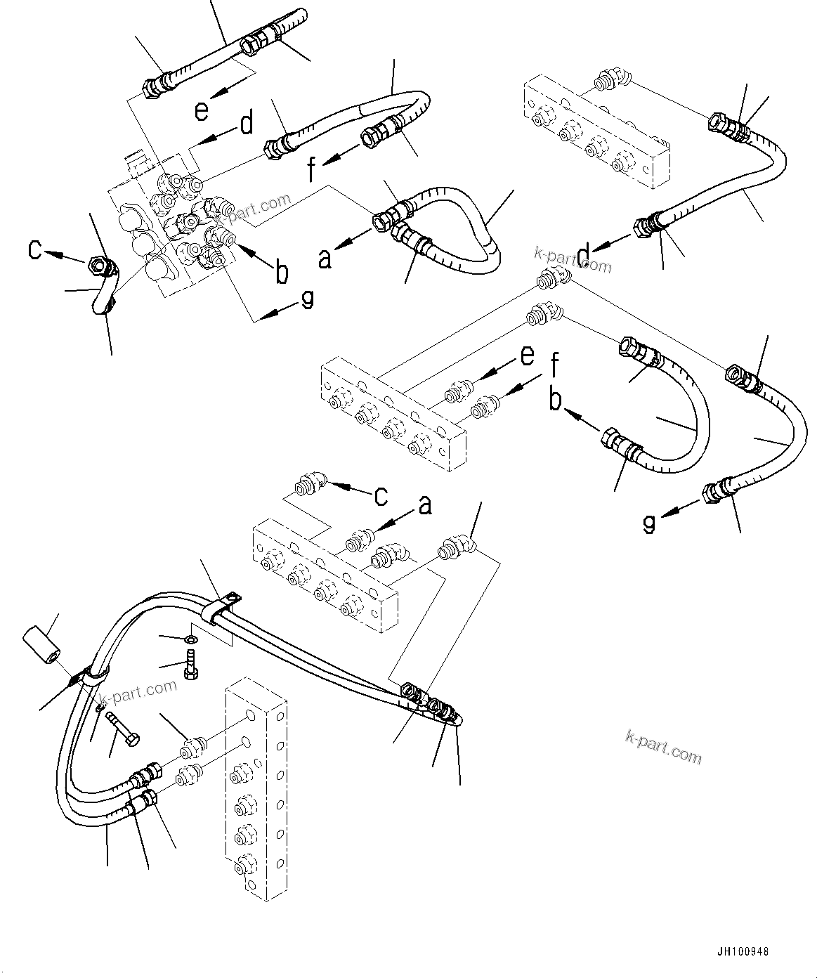 Komatsu parts book diagram for PC2000-11E0 S/N 31001-UP: PROPORTIONAL PRESSURE CONTROL (PPC) WORK PIPING, PIPING (1/4)(#30001-)