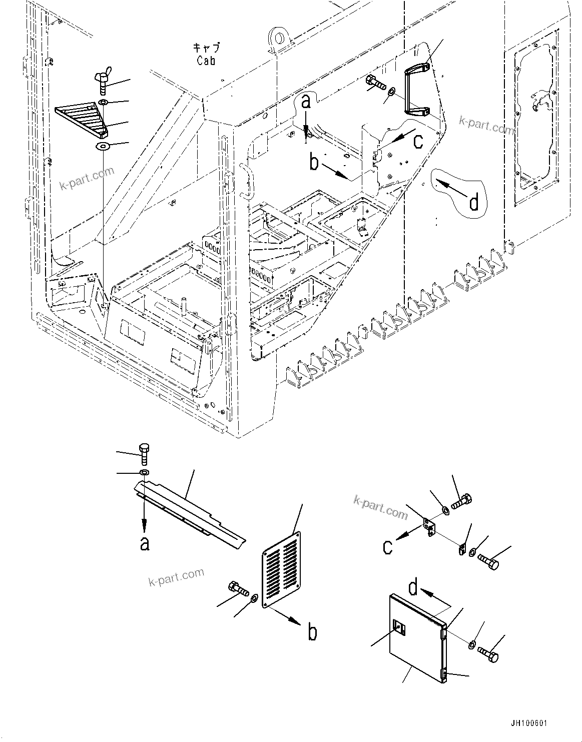 Komatsu parts book diagram for PC2000-11E0 S/N 31001-UP: CAB, ACCESSORY PARTS (1/2)(#31001-)