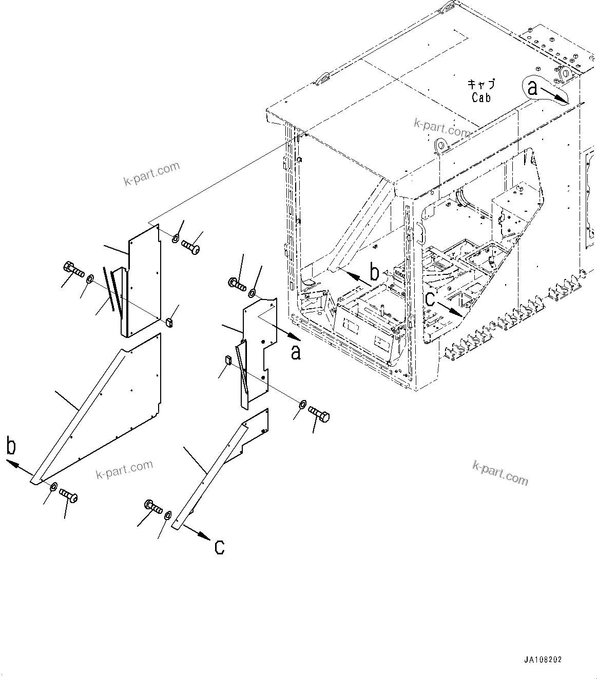 Komatsu parts book diagram for PC2000-11E0 S/N 31001-UP: CAB, COVER (1/2)(#31001-)
