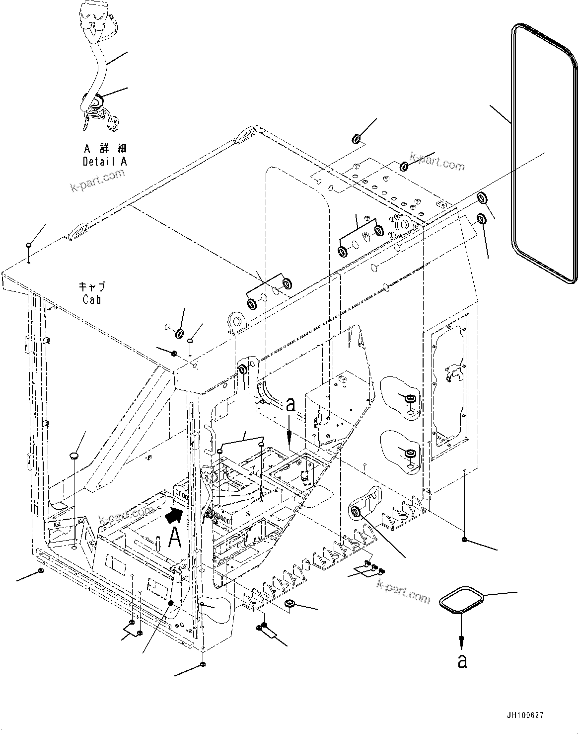 Komatsu parts book diagram for PC2000-11E0 S/N 31001-UP: CAB, GROMMET (1/2)(#31001-)