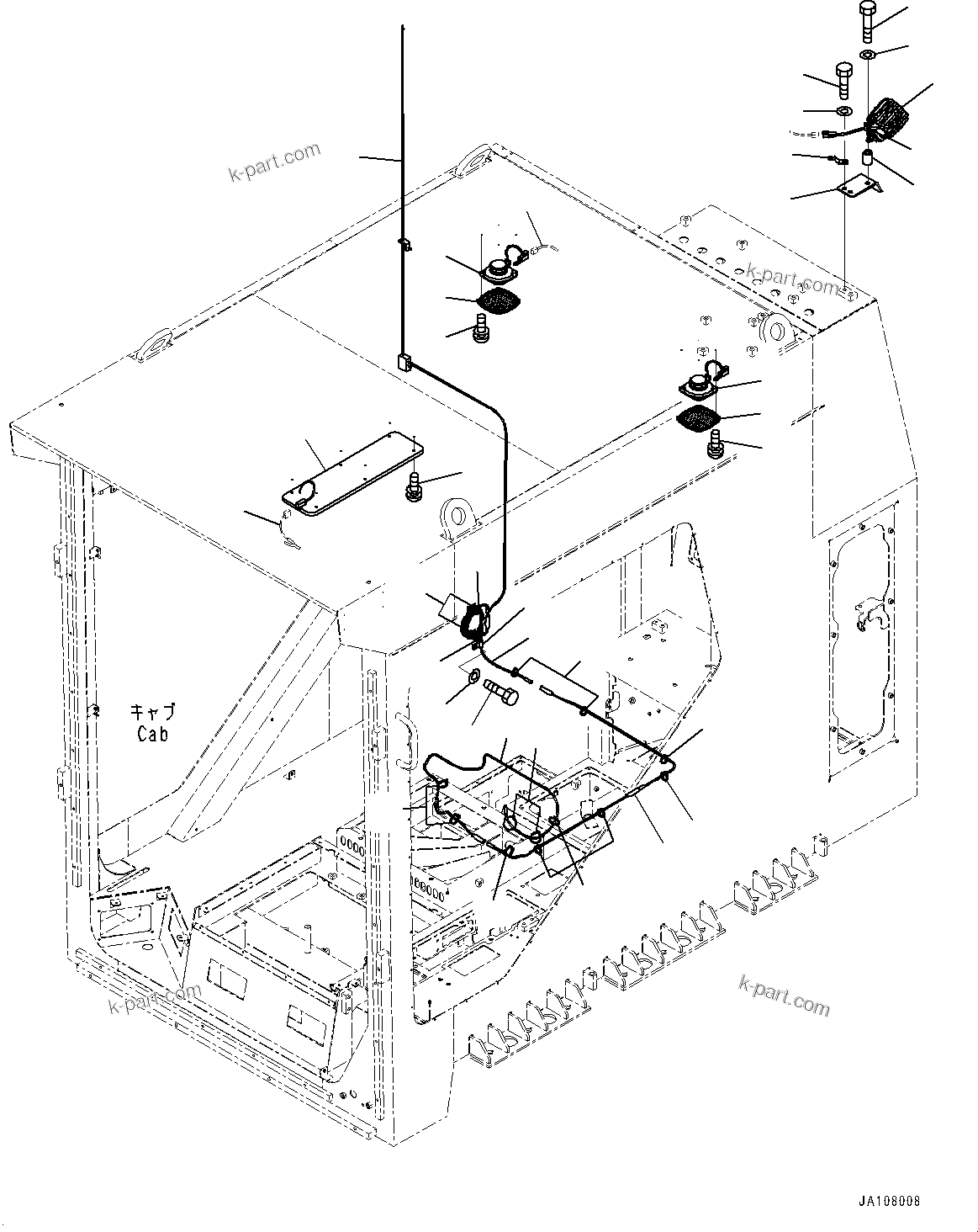 Komatsu parts book diagram for PC2000-11E0 S/N 31001-UP: CAB, ROOM LAMP, SPEAKER, ANTENNA AND STEP LAMP(#31001-)