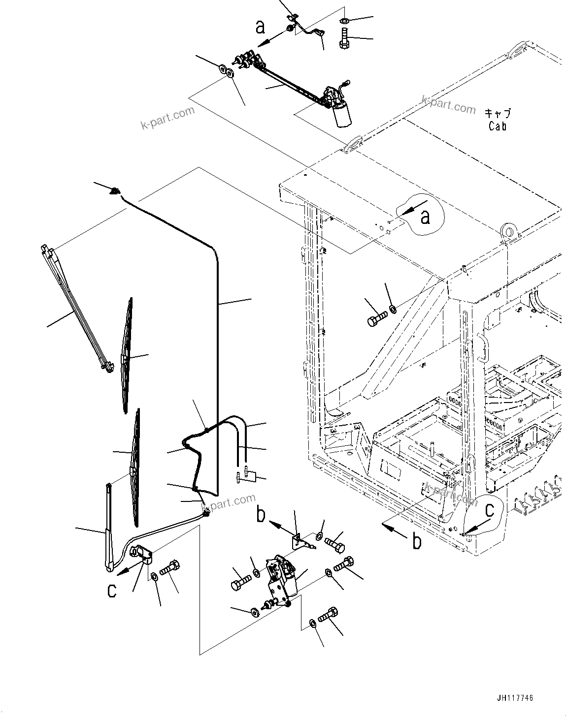 Komatsu parts book diagram for PC2000-11E0 S/N 31001-UP: CAB, WIPER(#31001-)