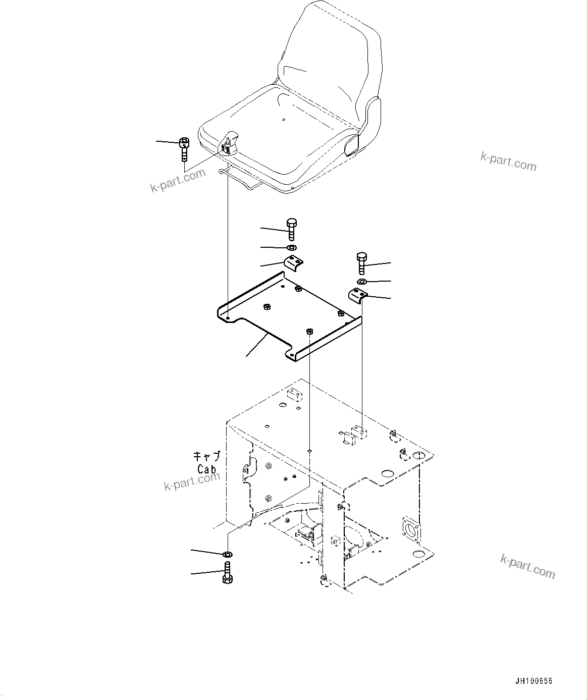 Komatsu parts book diagram for PC2000-11E0 S/N 31001-UP: CAB, SUB SEAT MOUNTING(#31001-)