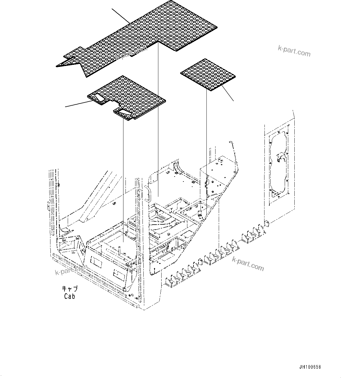 Komatsu parts book diagram for PC2000-11E0 S/N 31001-UP: CAB, FLOOR MAT(#31001-)