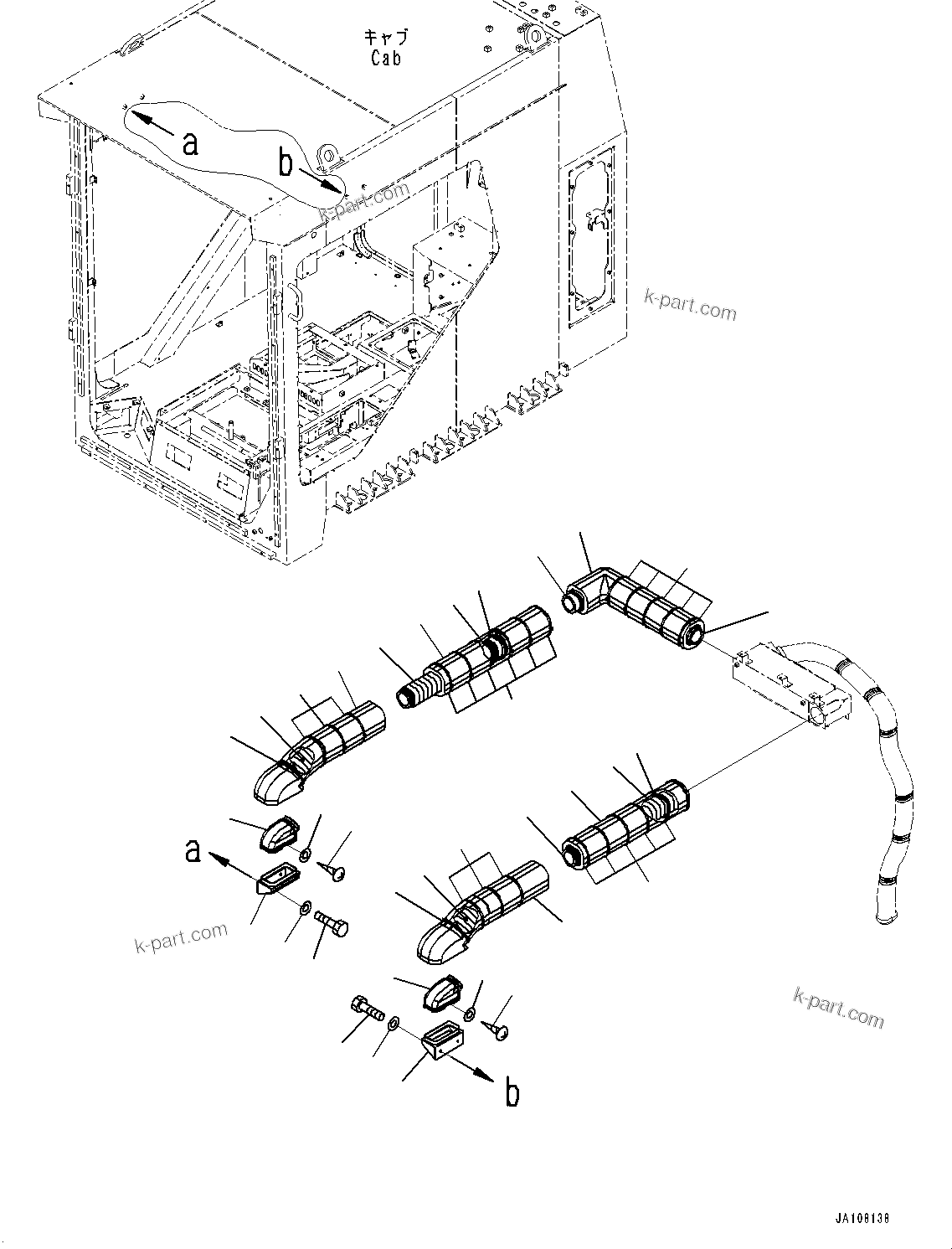 Komatsu parts book diagram for PC2000-11E0 S/N 31001-UP: CAB, AIR CONDITIONER DUCT (1/4)(#31001-)