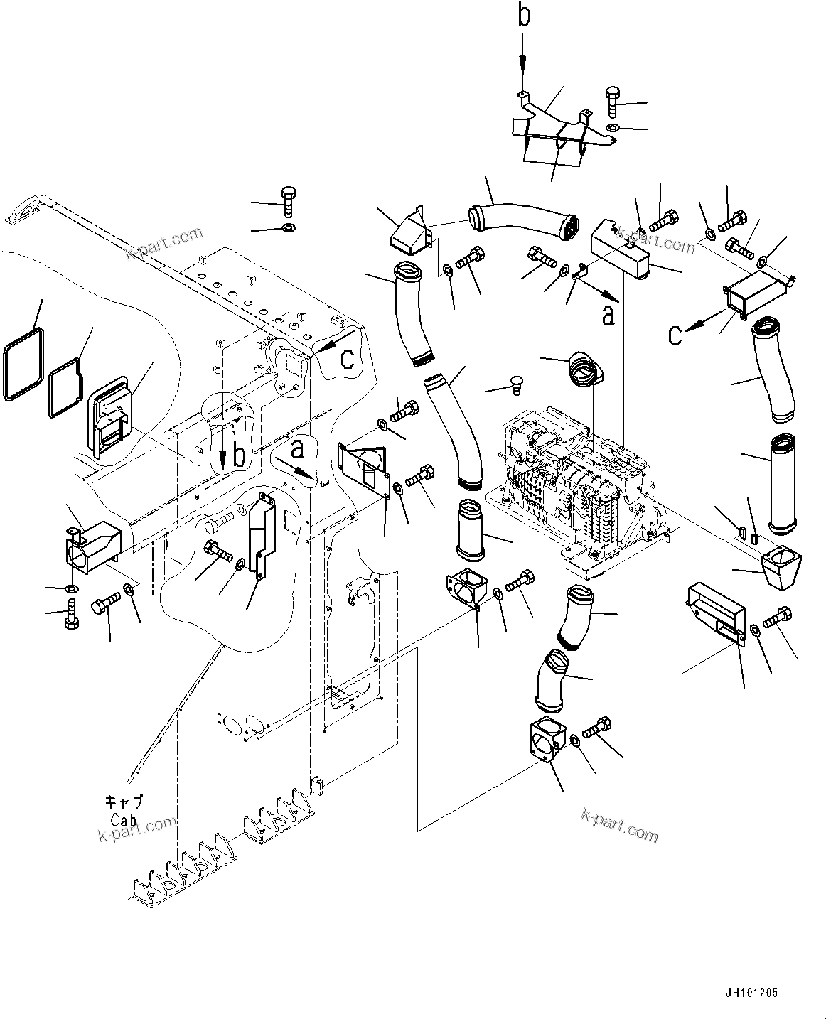 Komatsu parts book diagram for PC2000-11E0 S/N 31001-UP: CAB, AIR CONDITIONER DUCT (4/4)(#31001-)
