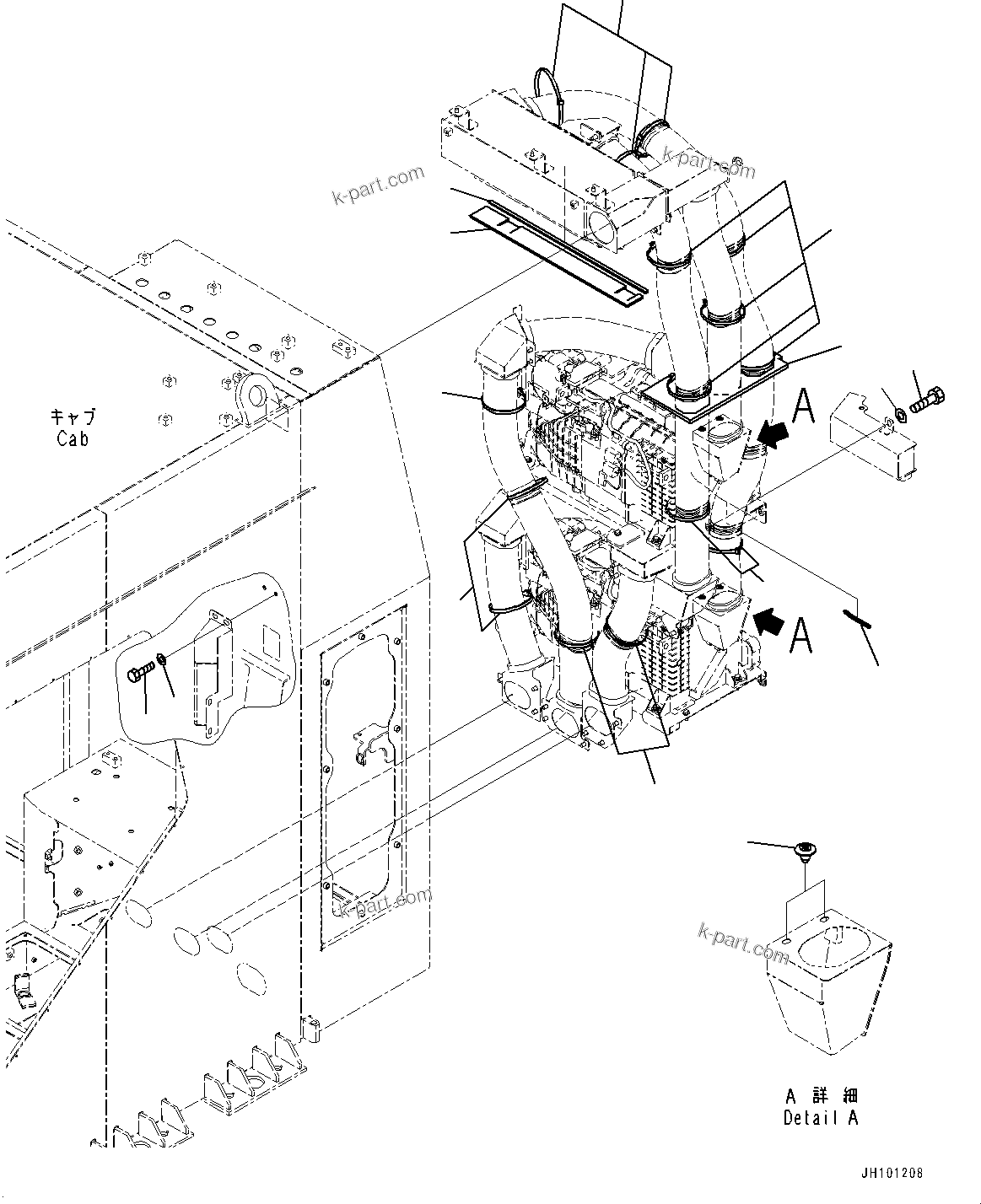 Komatsu parts book diagram for PC2000-11E0 S/N 31001-UP: CAB, AIR CONDITIONER DUCT RELATED PARTS (1/2)(#31001-)