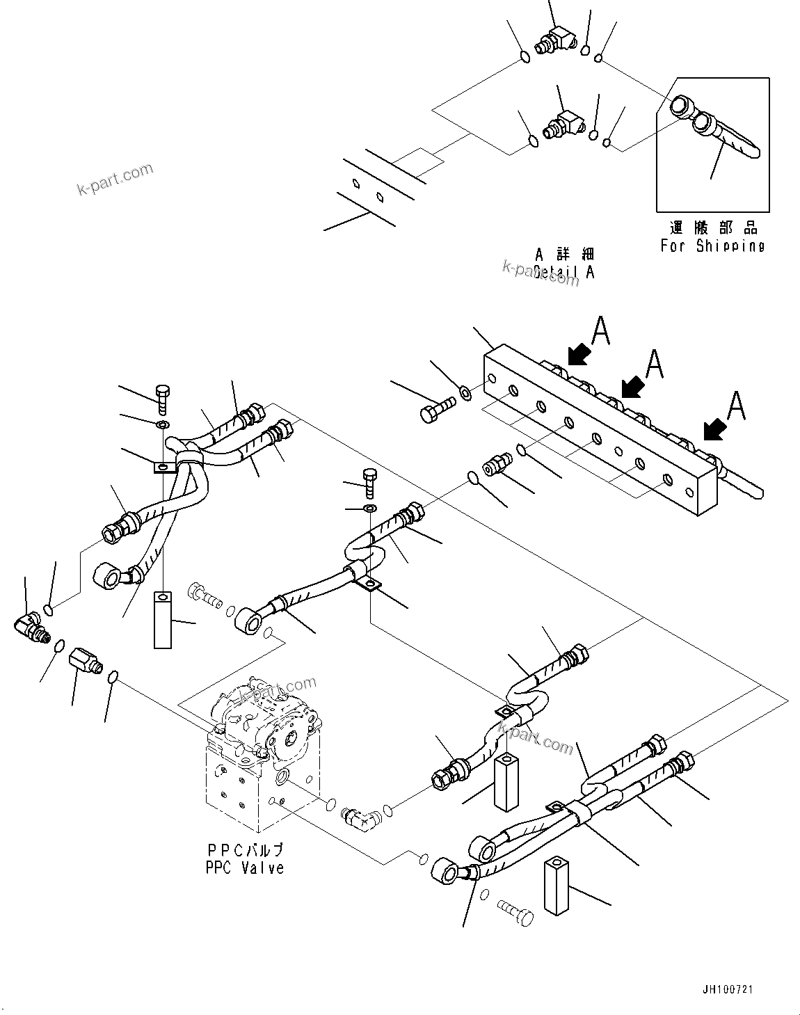 Komatsu parts book diagram for PC2000-11E0 S/N 31001-UP: CAB, PPC VALVE PIPING(#31001-)