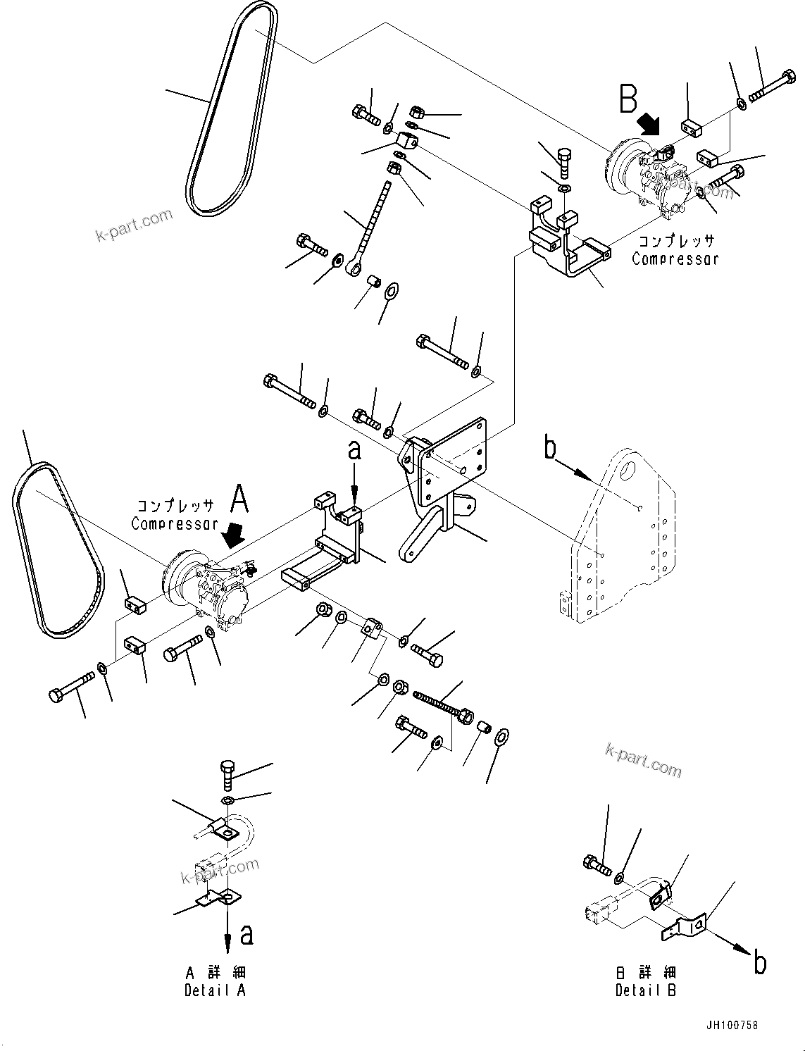 Komatsu parts book diagram for PC2000-11E0 S/N 31001-UP: AIR CONDITIONER, COMPRESSOR RELATED PARTS(#30001-)
