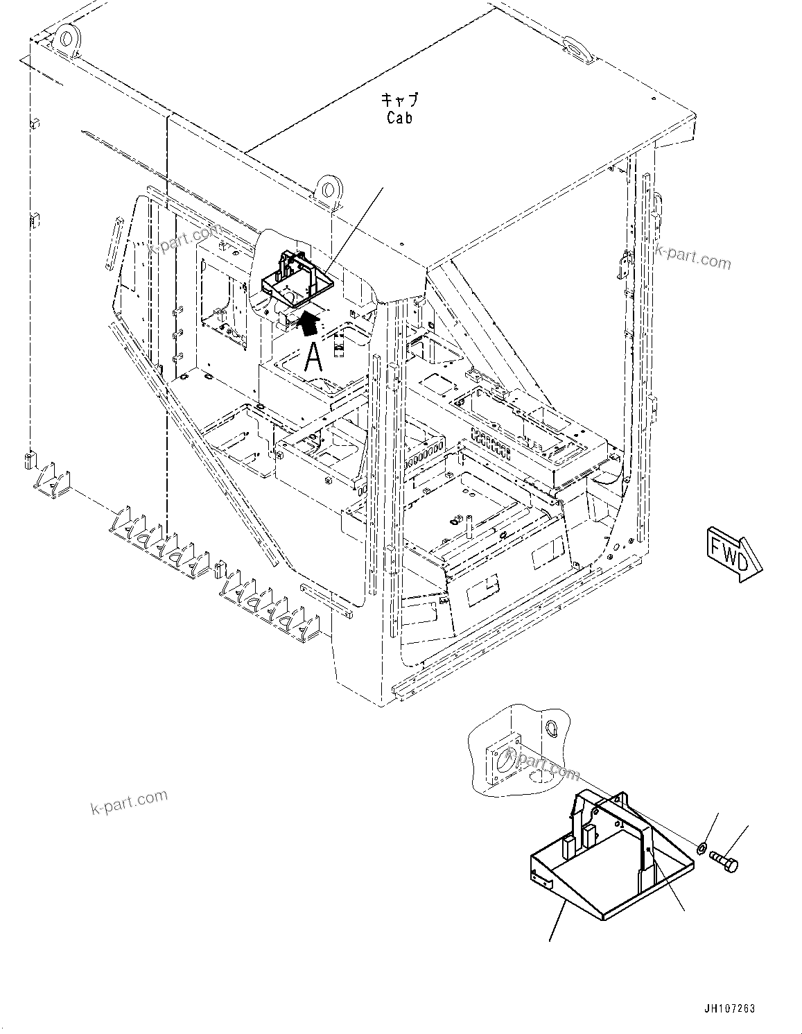 Komatsu parts book diagram for PC2000-11E0 S/N 31001-UP: FIRST AID BOX, BRACKET(#30001-)