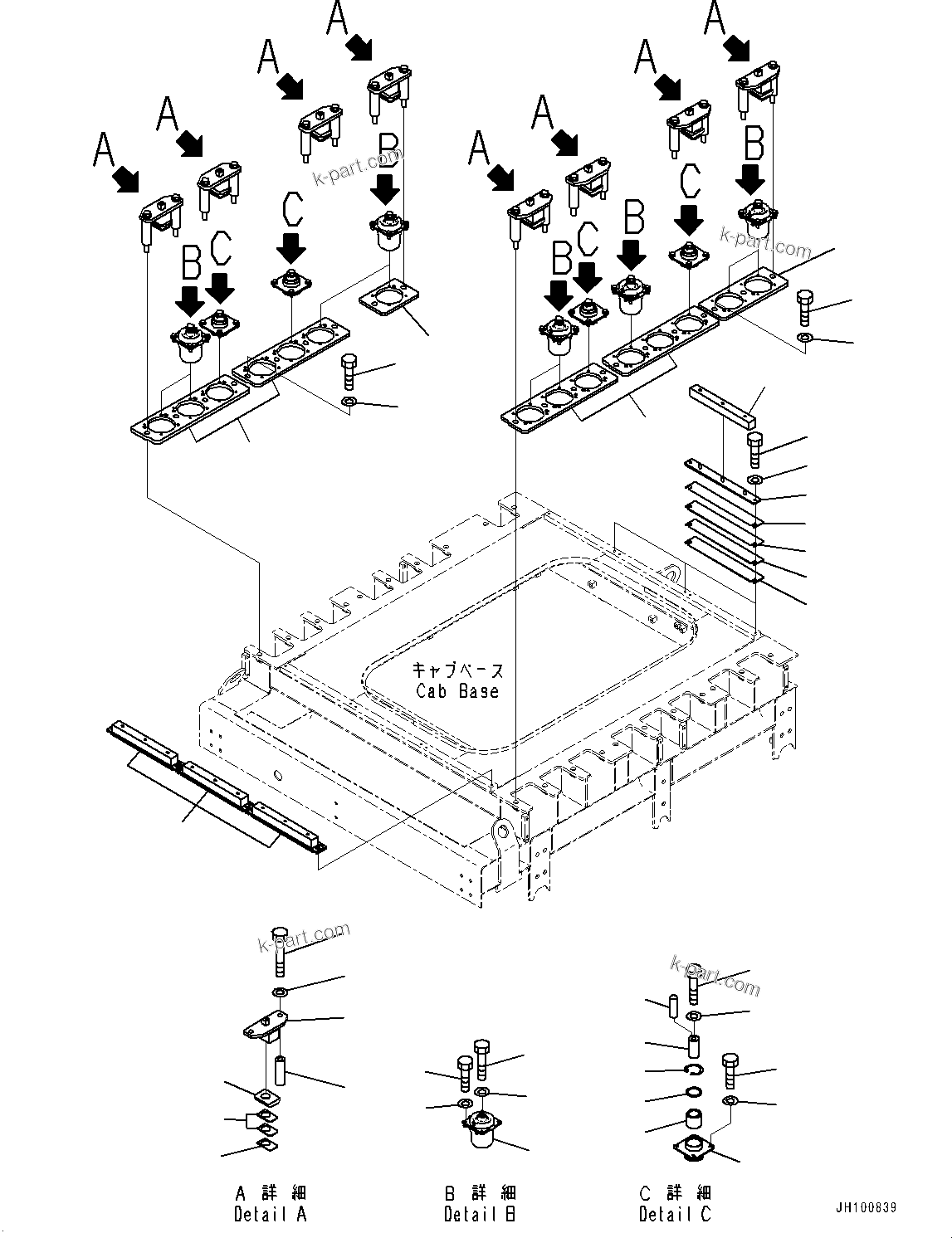 Komatsu parts book diagram for PC2000-11E0 S/N 31001-UP: FLOOR FRAME MOUNTING, (#30001-)