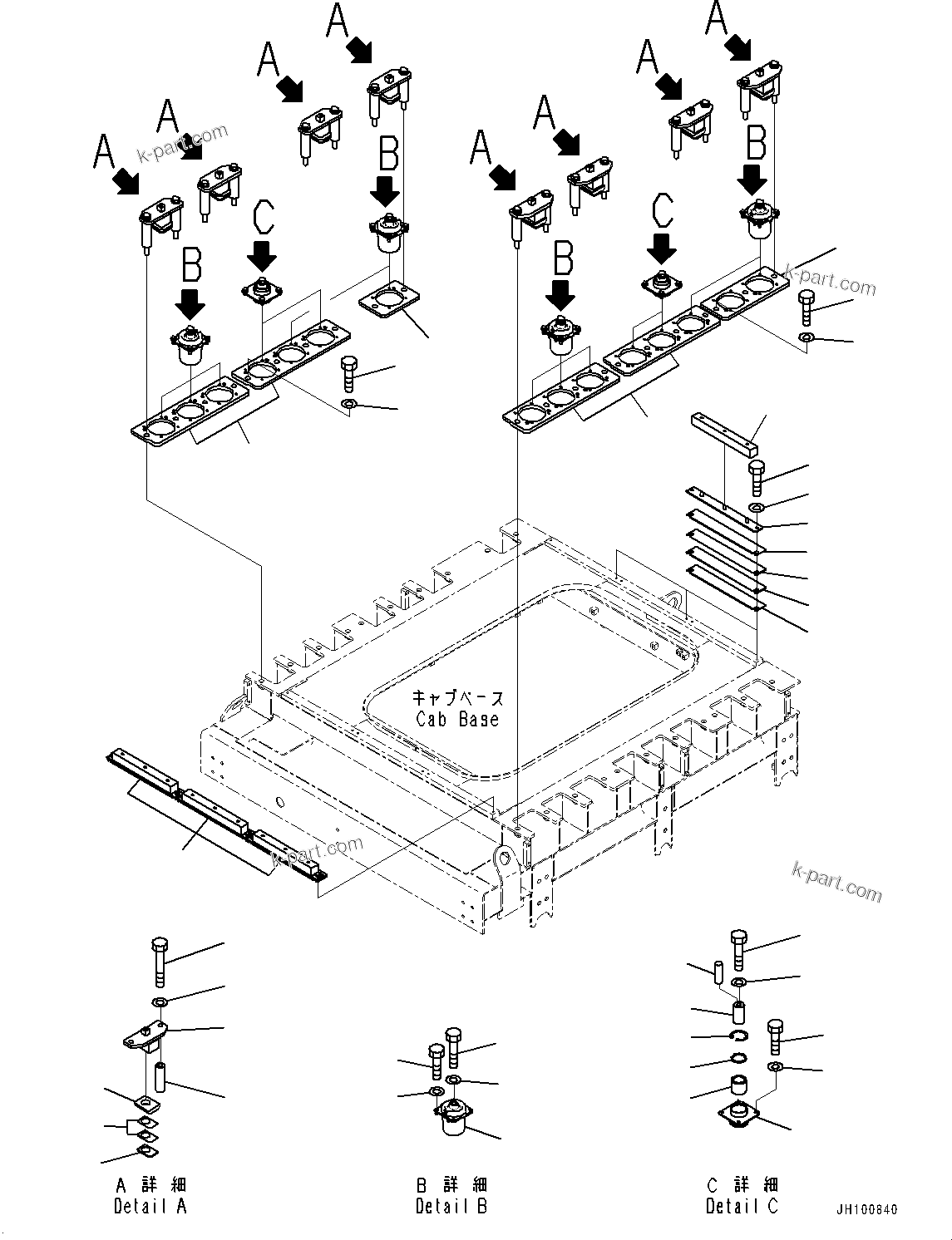 Komatsu parts book diagram for PC2000-11E0 S/N 31001-UP: FLOOR FRAME MOUNTING, (CAB FRONT FULL GUARD)(#30001-)