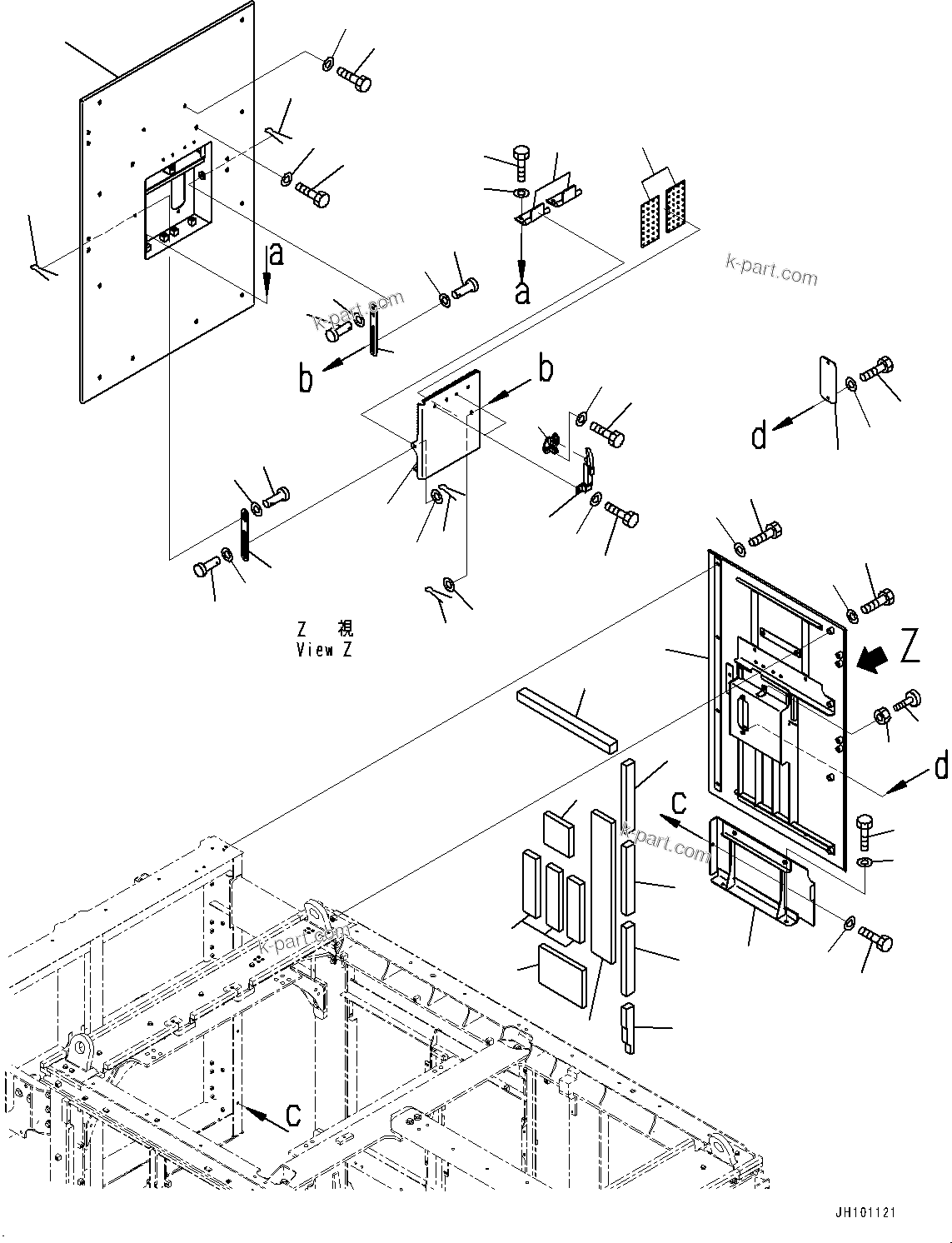 Komatsu parts book diagram for PC2000-11E0 S/N 31001-UP: ENGINE HOOD, COVER, R.H.(#30001-)