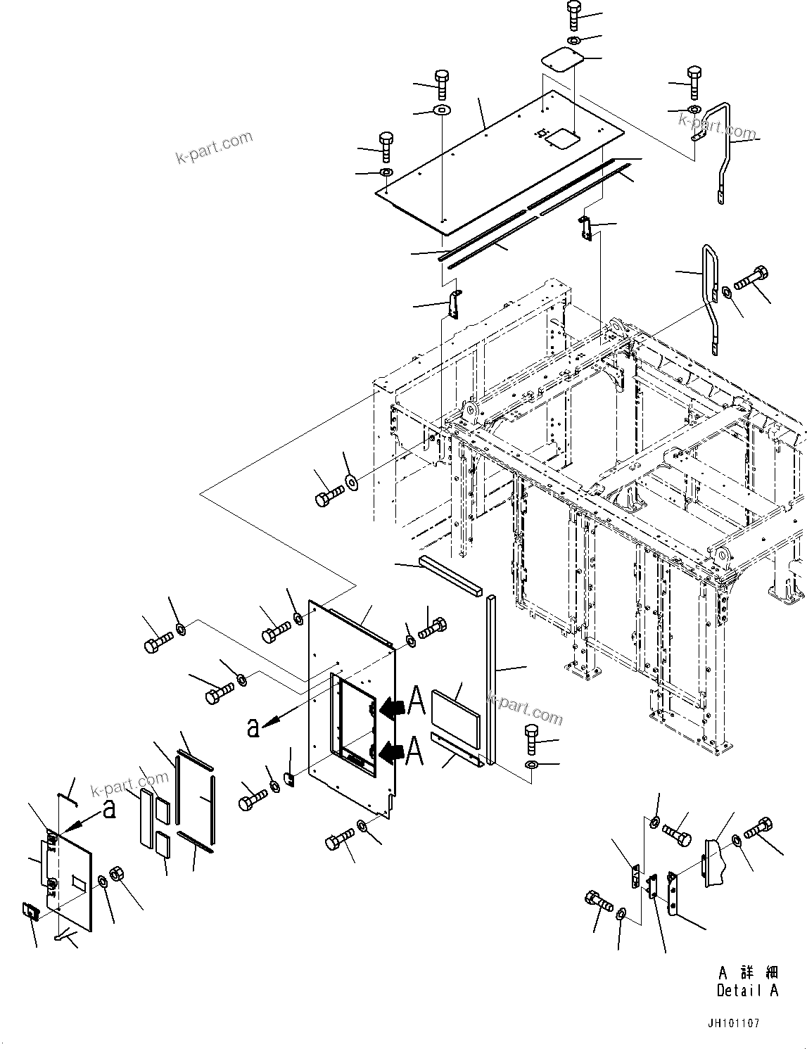 Komatsu parts book diagram for PC2000-11E0 S/N 31001-UP: ENGINE HOOD, COVER, UPPER(#30001-)