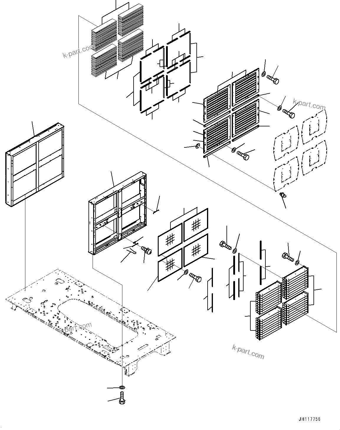 Komatsu parts book diagram for PC2000-11E0 S/N 31001-UP: ENGINE HOOD, DUCT (CANVAS'S RADIATOR SHUTTER)(#30001-)