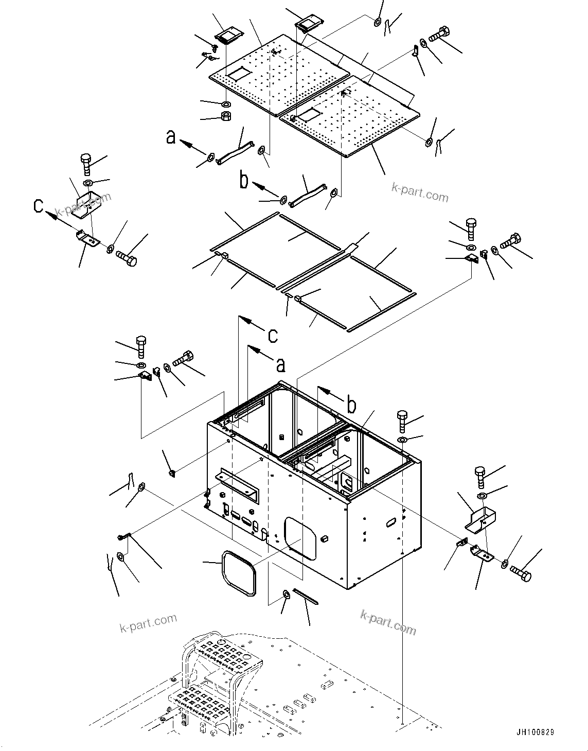 Komatsu parts book diagram for PC2000-11E0 S/N 31001-UP: SIDE COVER L.H., CASE(#30001-)