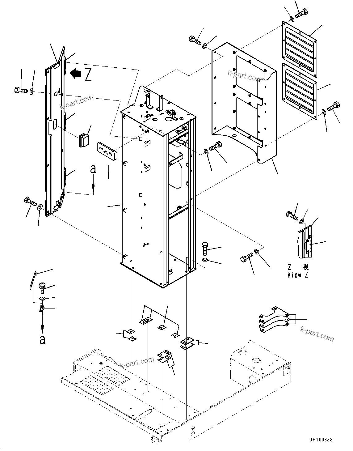 Komatsu parts book diagram for PC2000-11E0 S/N 31001-UP: SIDE COVER L.H., CONDENSER BOX(#30001-)