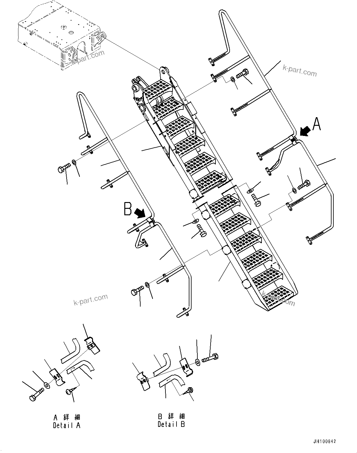 Komatsu parts book diagram for PC2000-11E0 S/N 31001-UP: SIDE COVER L.H., HYDRAULIC LADDER(#30001-)