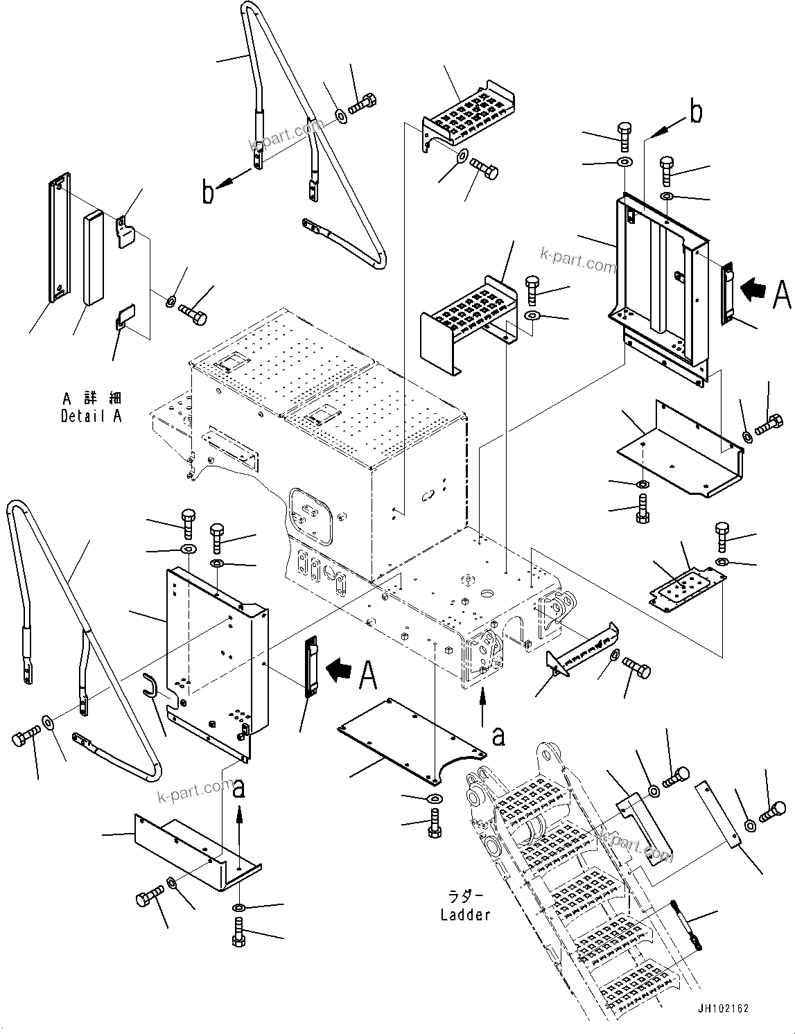 Komatsu parts book diagram for PC2000-11E0 S/N 31001-UP: SIDE COVER L.H., LADDER COVER, STEP AND HANDRAIL(#30001-)