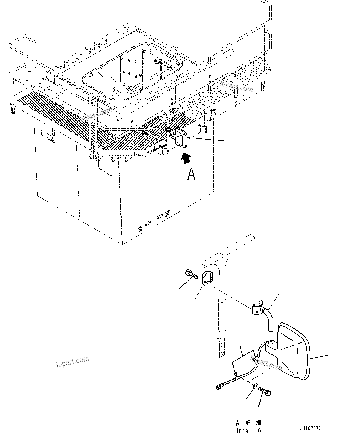 Komatsu parts book diagram for PC2000-11E0 S/N 31001-UP: REARVIEW MIRROR, L.H. (HEATER)(#30001-)