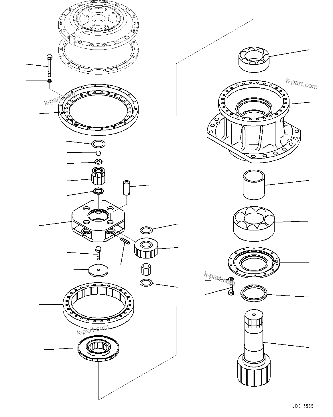 Komatsu parts book diagram for PC2000-11E0 S/N 31001-UP: SWING MACHINERY, FRONT (1/2)(#30001-)