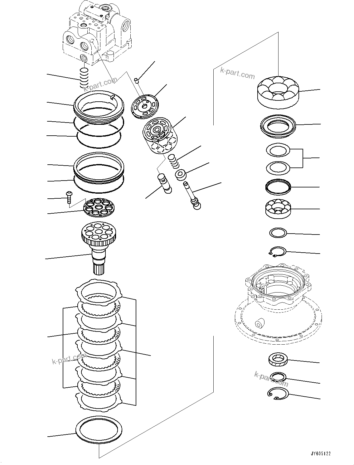 Komatsu parts book diagram for PC2000-11E0 S/N 31001-UP: SWING MOTOR, INNER PARTS, SWING MOTOR (2/6) (FRONT)(#30001-)