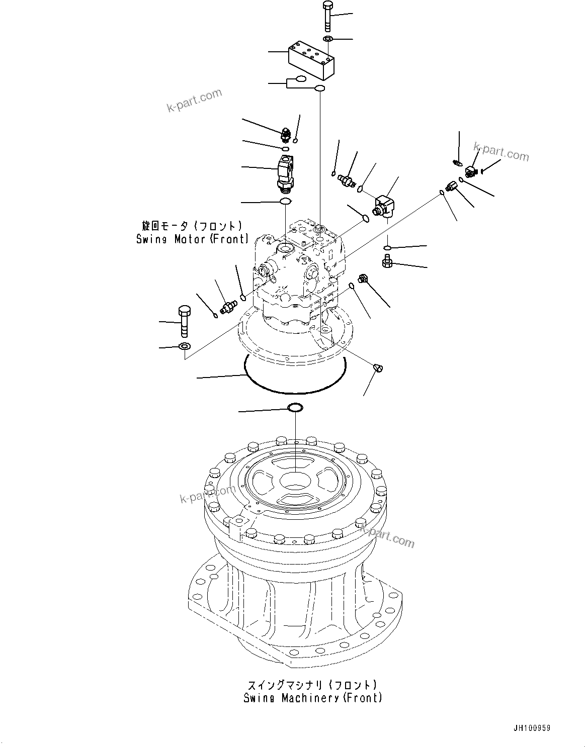 Komatsu parts book diagram for PC2000-11E0 S/N 31001-UP: SWING MOTOR, RELATED PARTS, FRONT(#30001-)