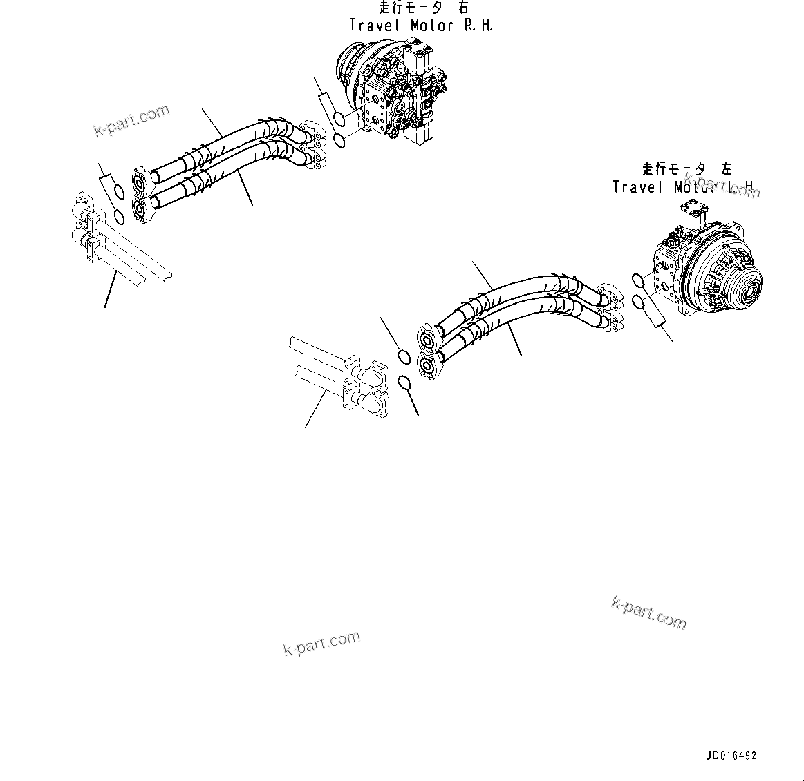 Komatsu parts book diagram for PC2000-11E0 S/N 31001-UP: TRAVEL PIPING, HOSE (3/3)(#30001-)