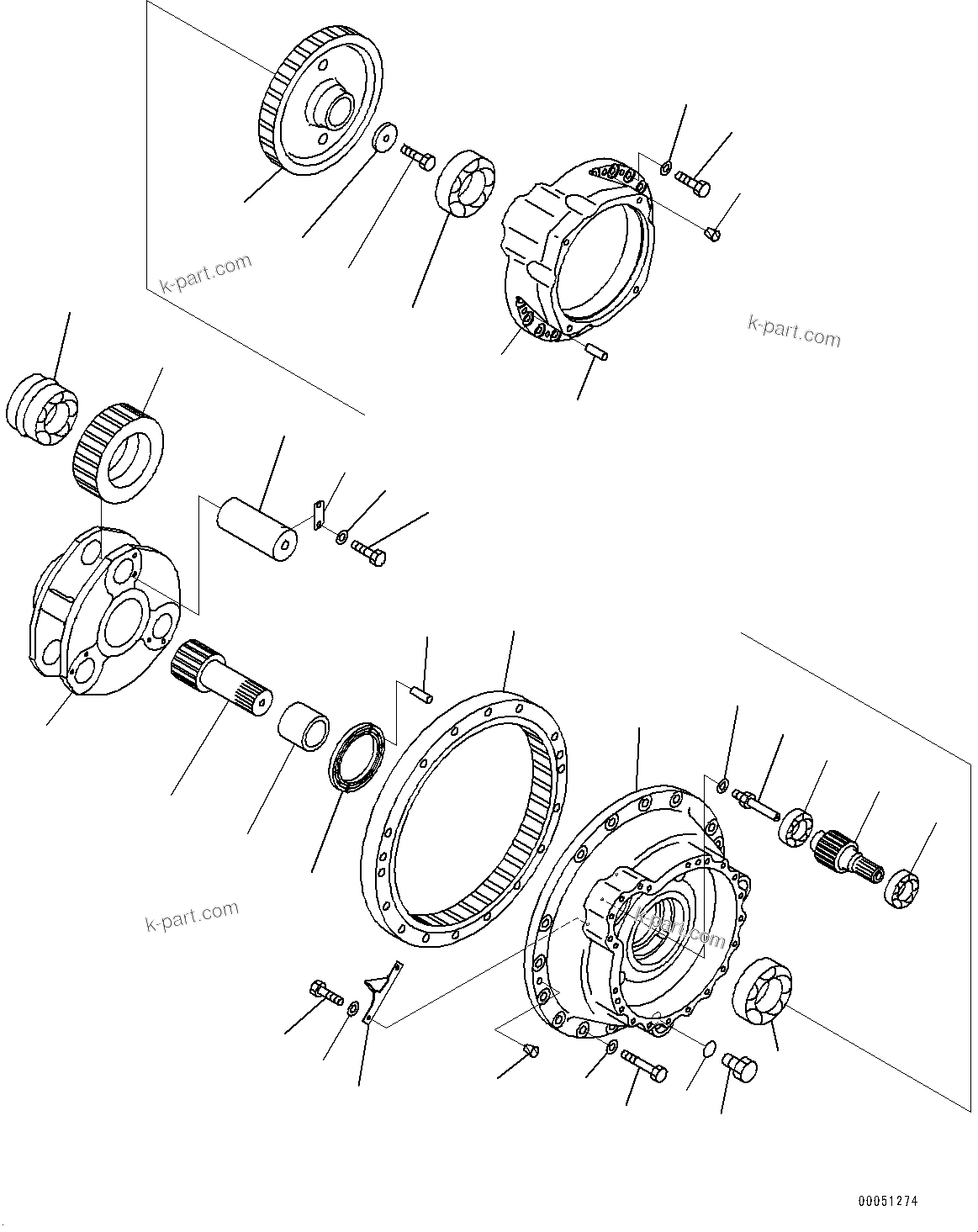 Komatsu parts book diagram for PC2000-11E0 S/N 31001-UP: FINAL DRIVE, R.H. (2/2)(#30001-30014)
