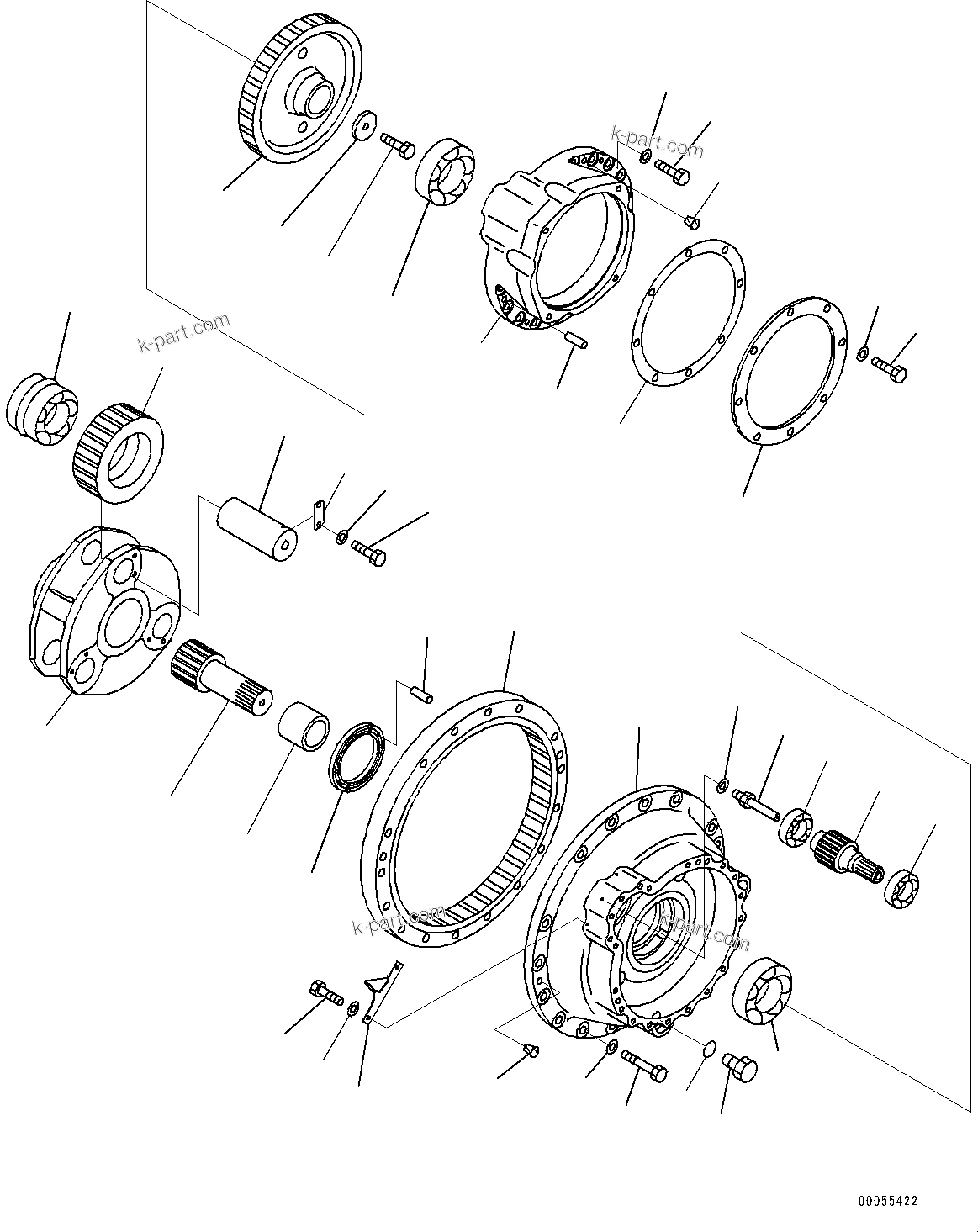 Komatsu parts book diagram for PC2000-11E0 S/N 31001-UP: FINAL DRIVE, R.H. (2/2) (SUPPLY ONLY)(#30001-30014)
