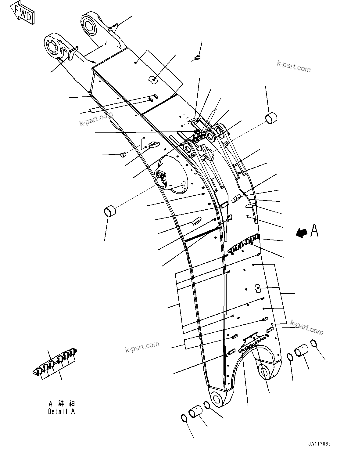 Komatsu parts book diagram for PC2000-11E0 S/N 31001-UP: BOOM, BOOM AND BUSHING (8700MM, HEAVY DUTY TYPE)(#30020-30165)