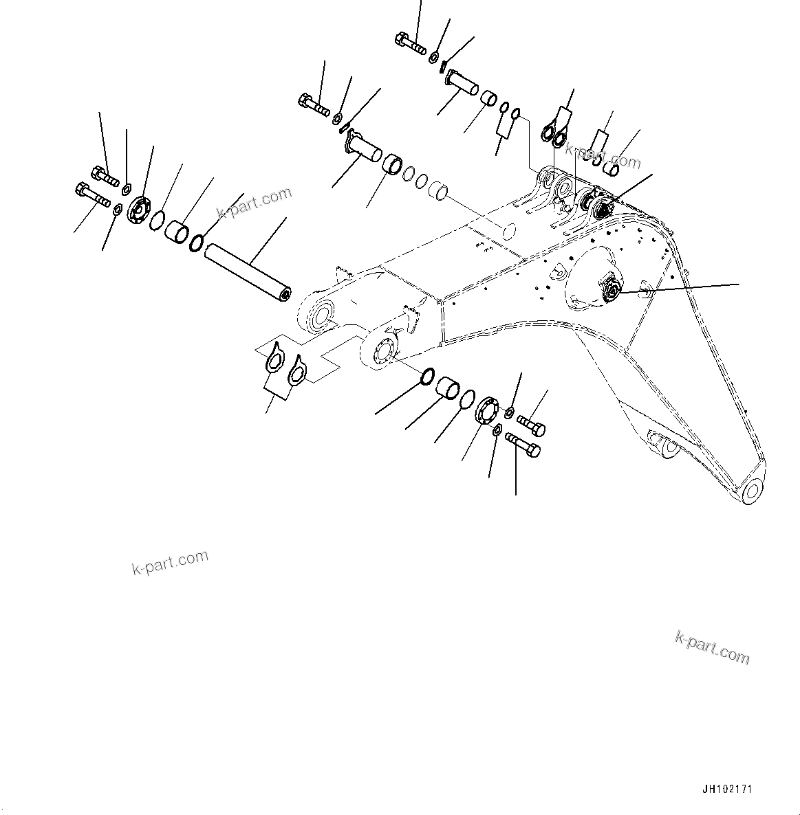 Komatsu parts book diagram for PC2000-11E0 S/N 31001-UP: BOOM, PIN(#30001-30019)